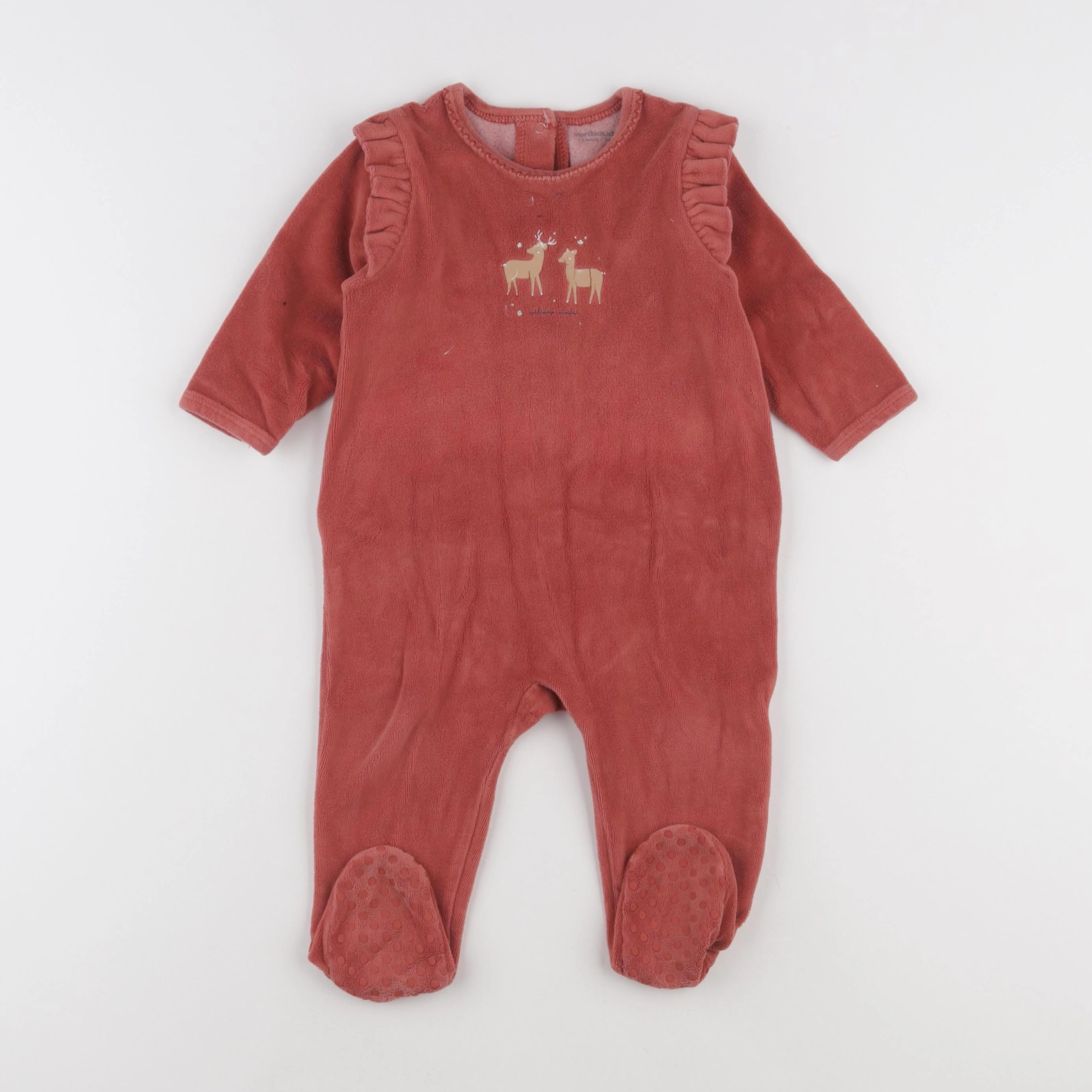 Vertbaudet - pyjama velours rouge - 12 mois