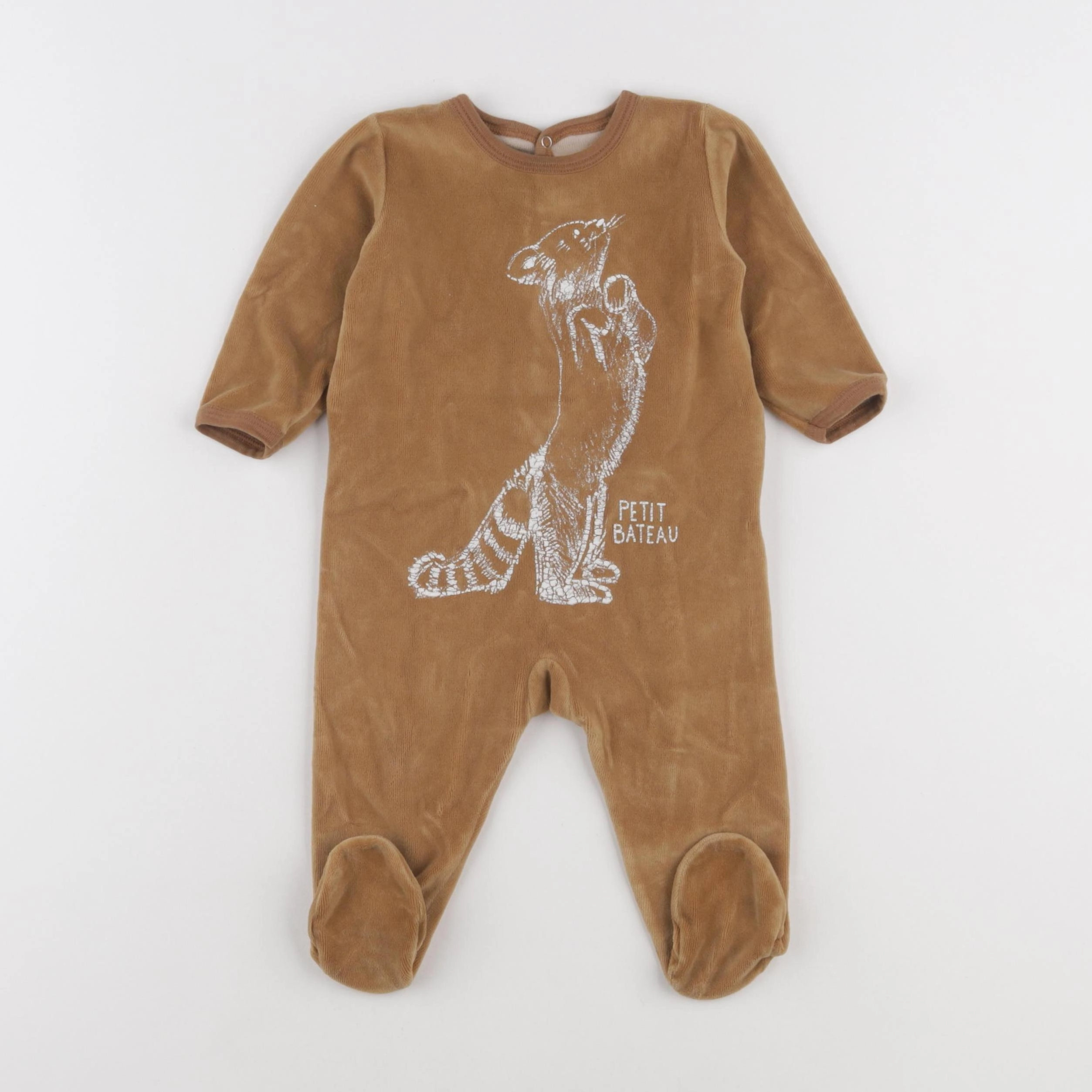 Petit Bateau - pyjama velours marron - 6 mois