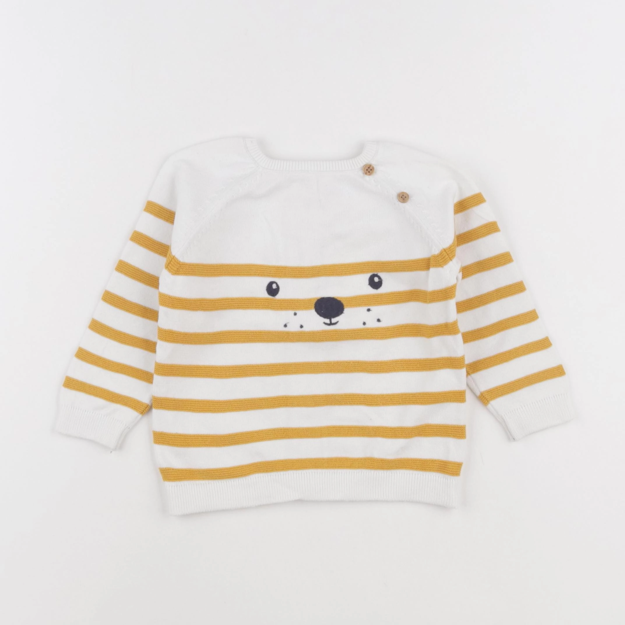 Vertbaudet - pull beige, jaune - 9 mois