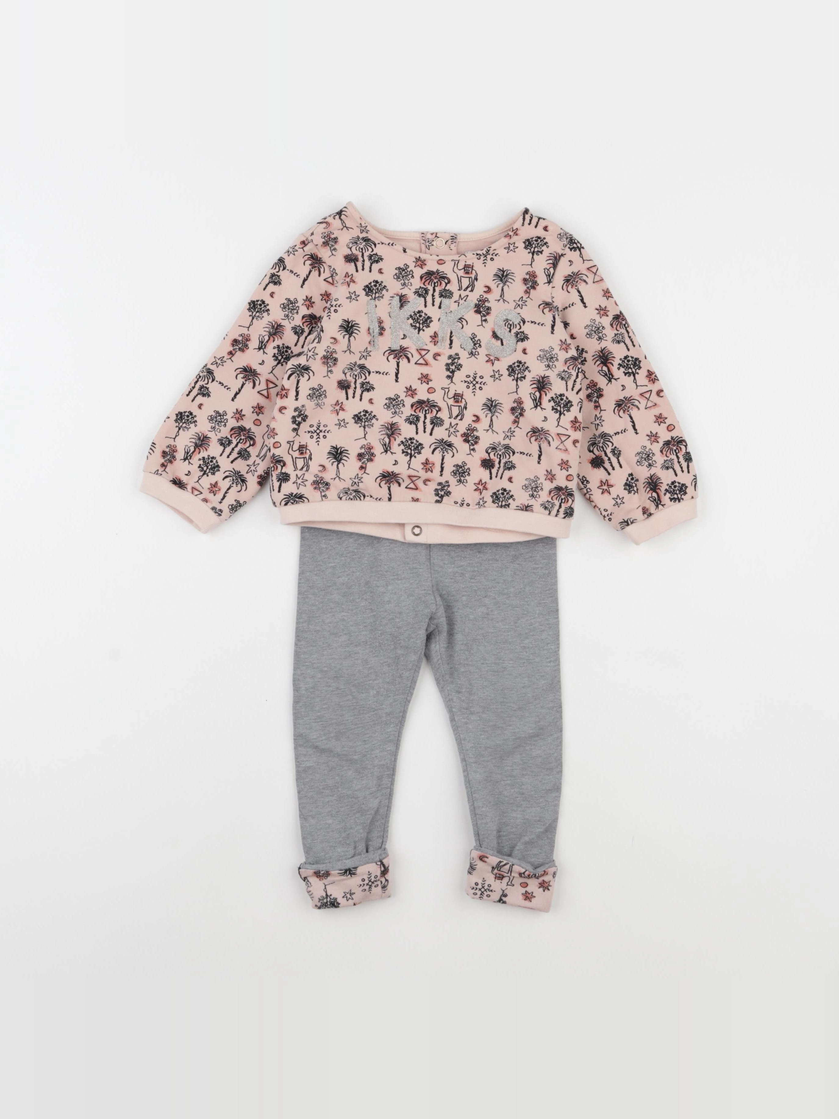 IKKS - ensemble rose, gris - 12 mois