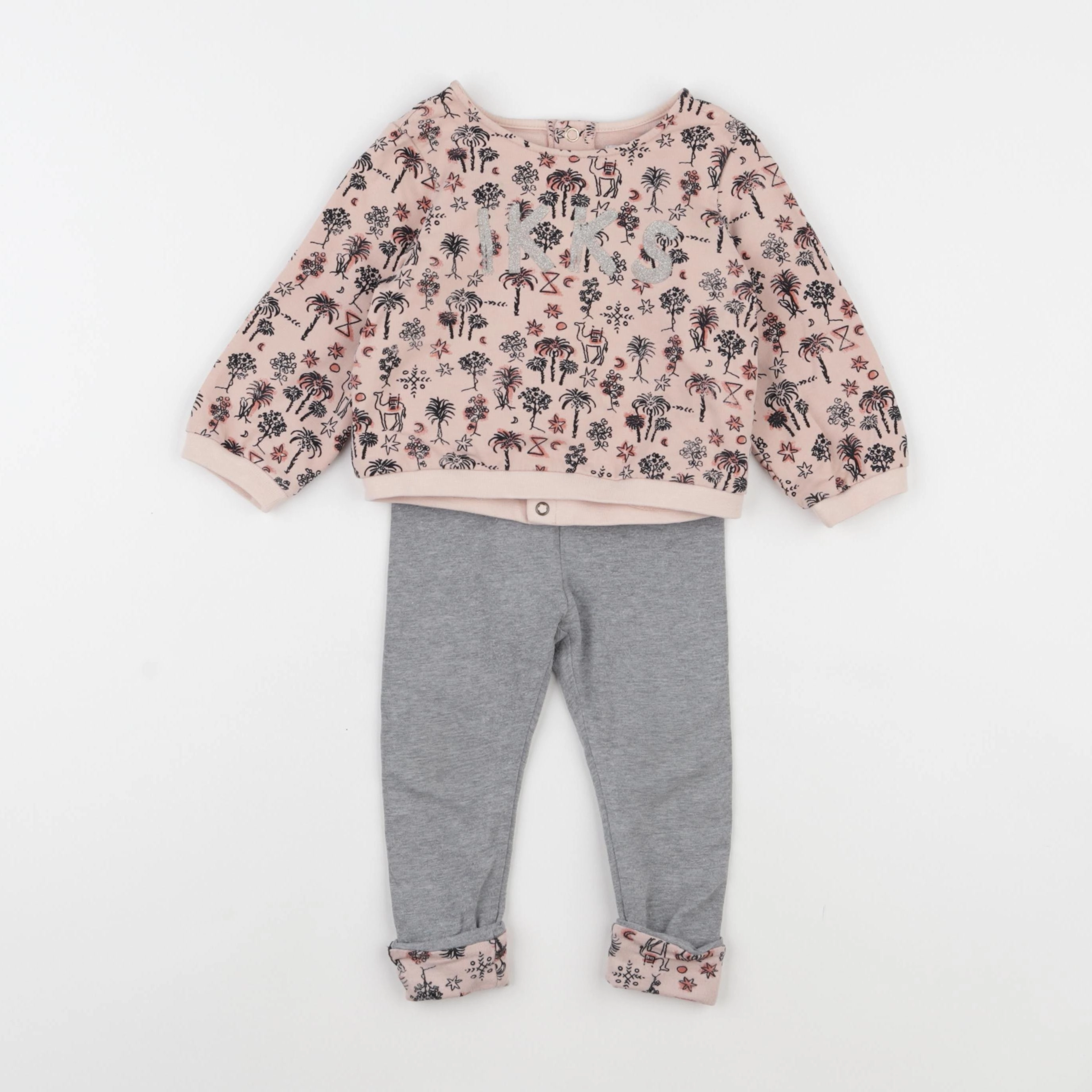IKKS - ensemble rose, gris - 12 mois