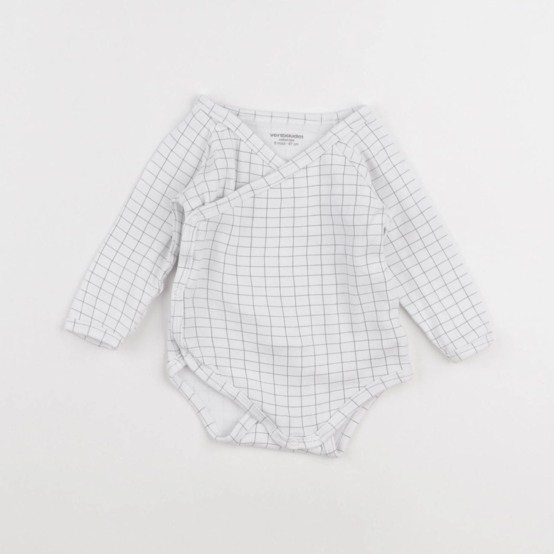 Vertbaudet - body gris, blanc - 6 mois