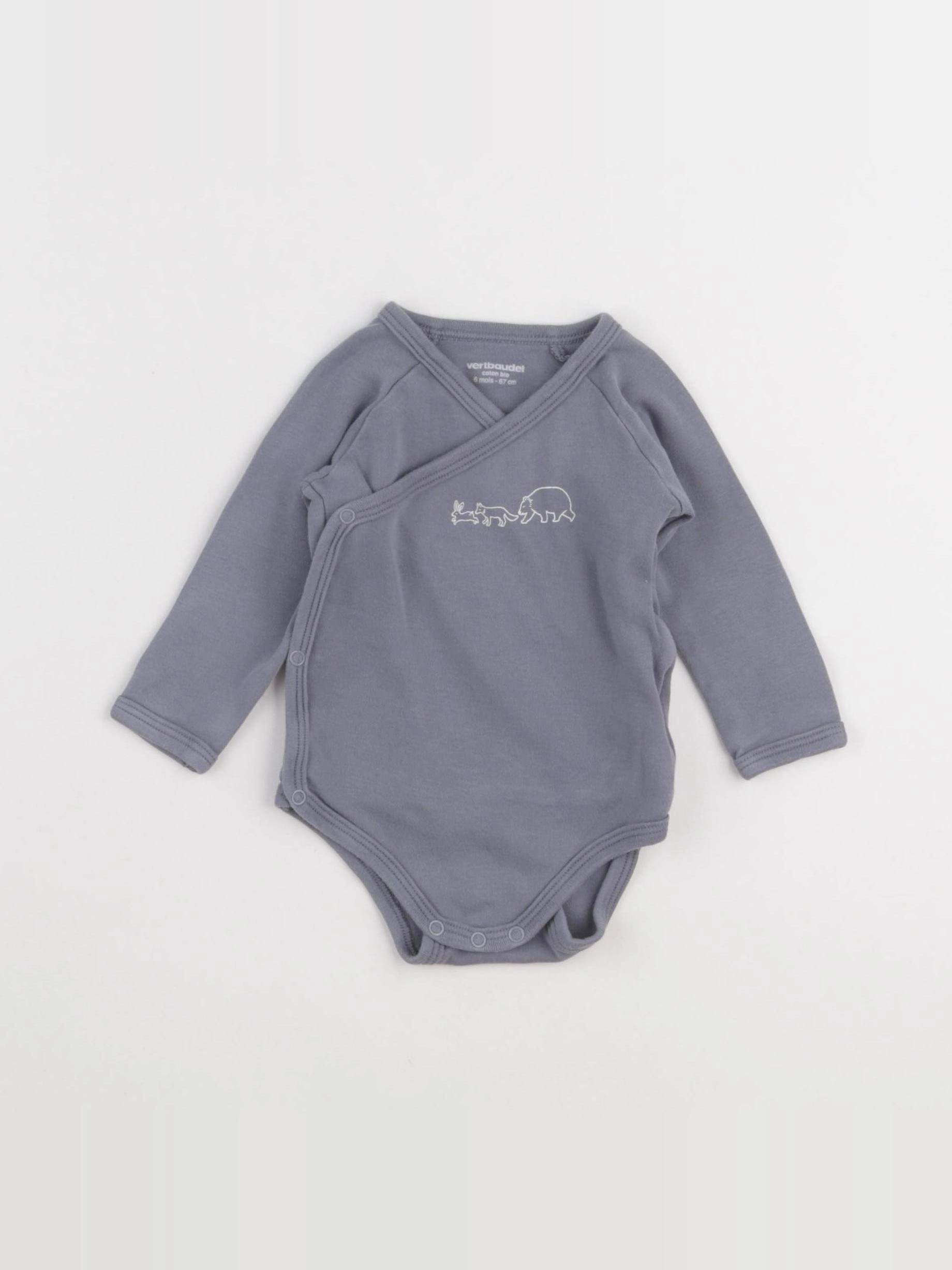 Vertbaudet - body gris - 6 mois