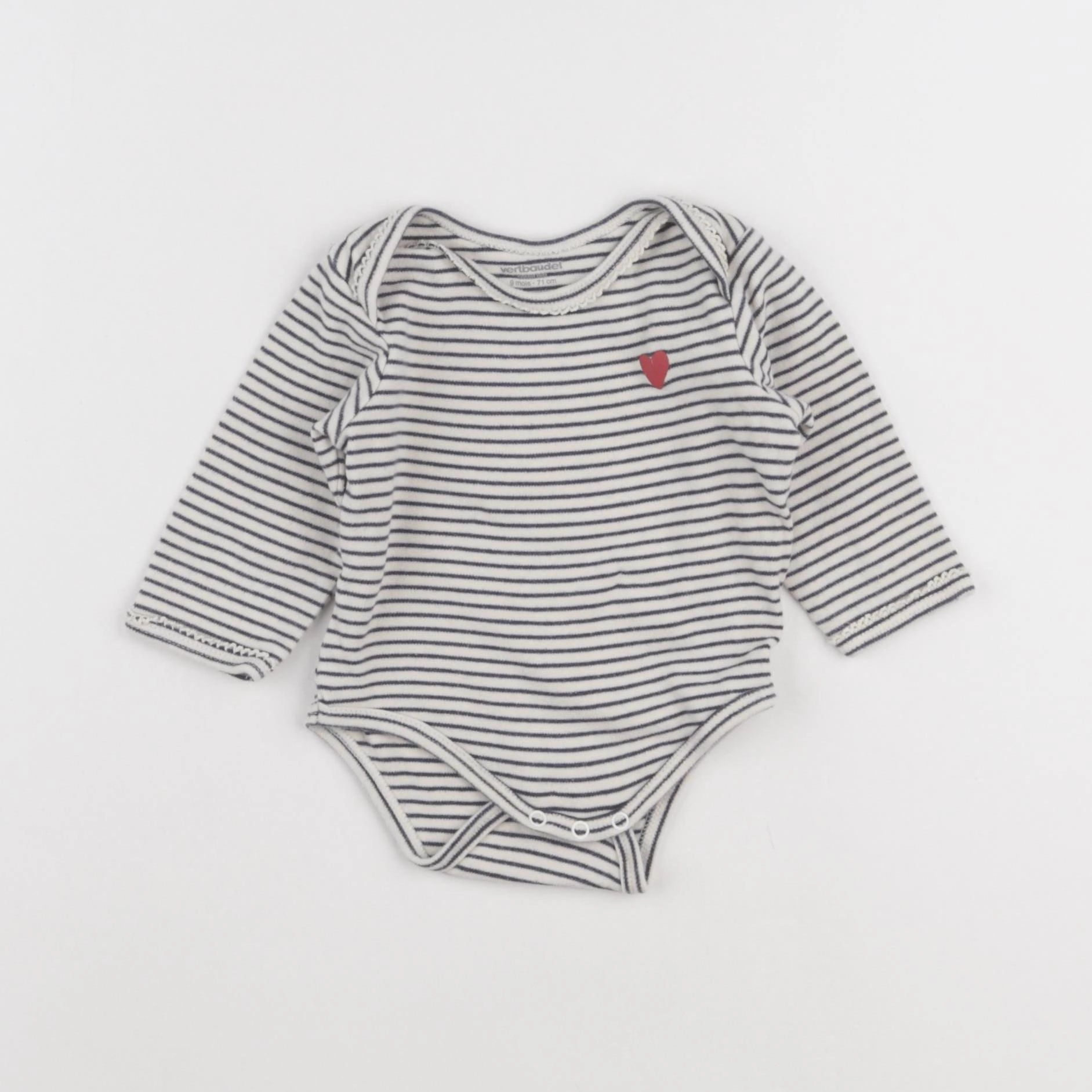 Vertbaudet - body blanc, bleu - 9 mois