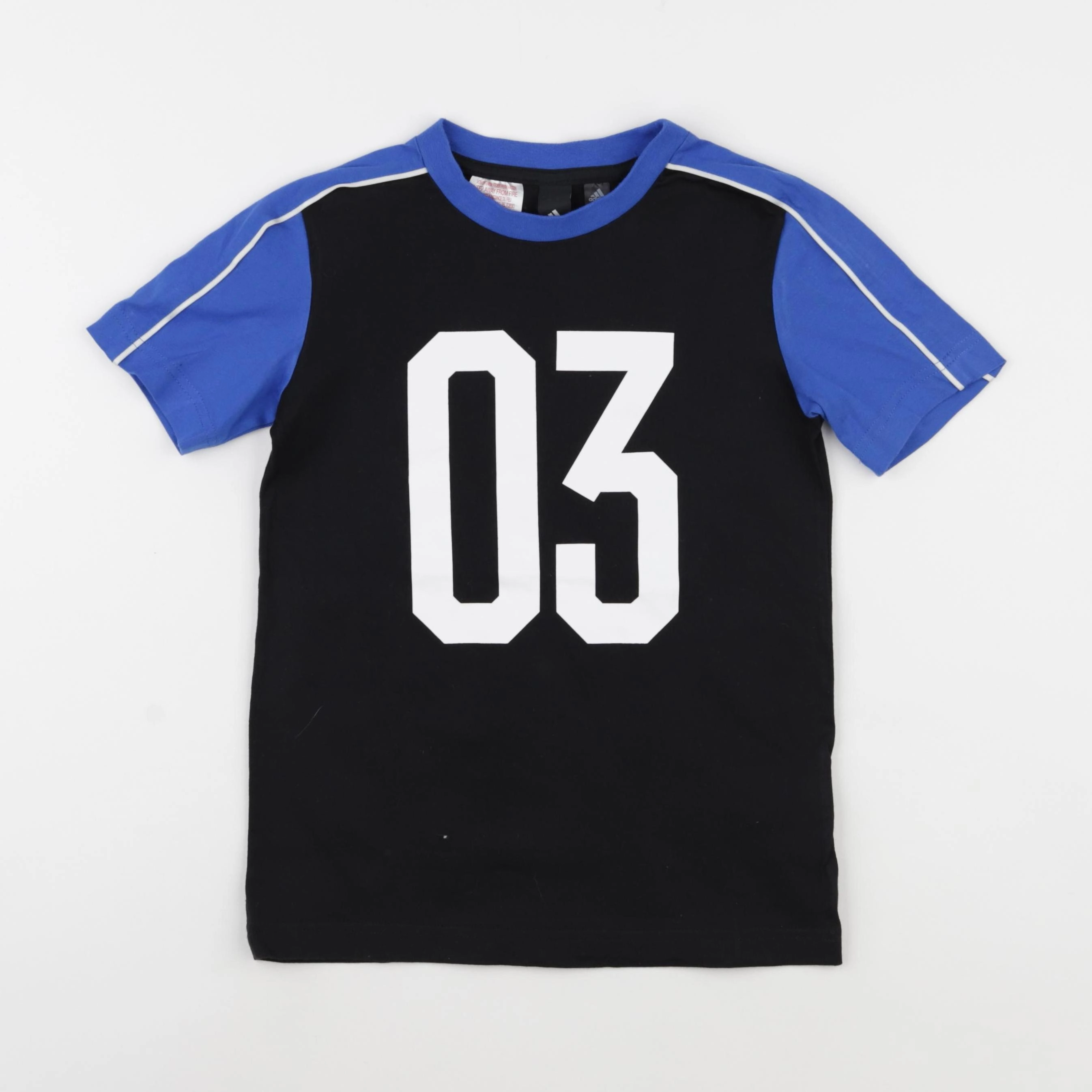 Adidas - tee-shirt noir, bleu - 7/8 ans