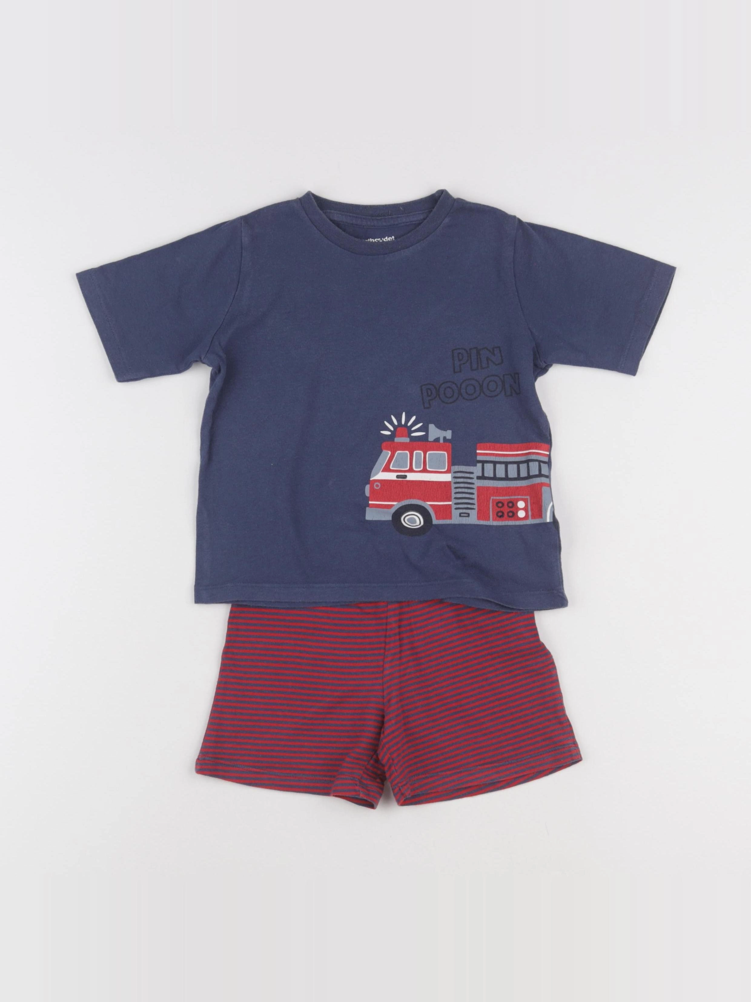 Vertbaudet - pyjama coton bleu, rouge - 3 ans