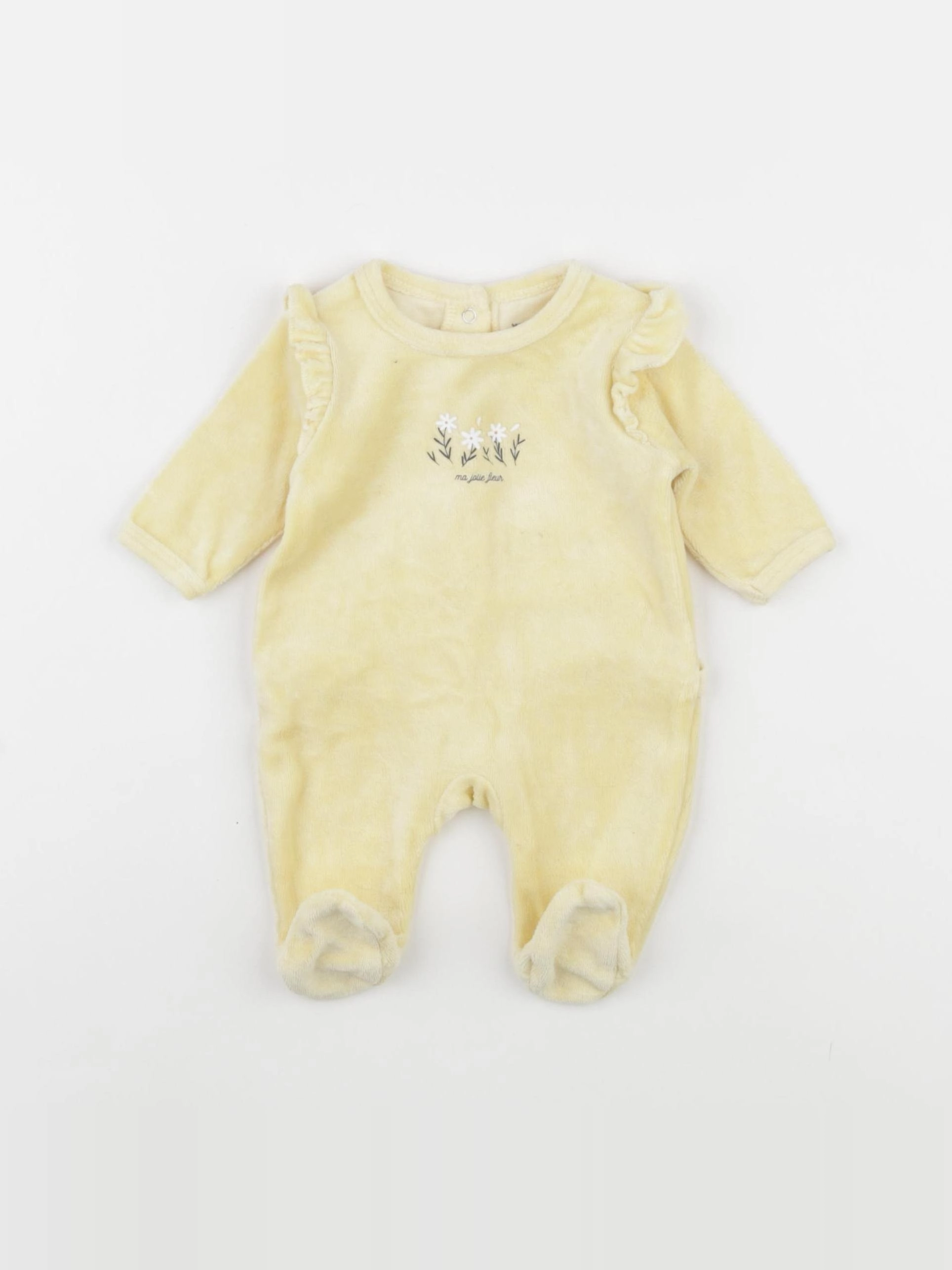 Vertbaudet - pyjama velours jaune - 0 mois