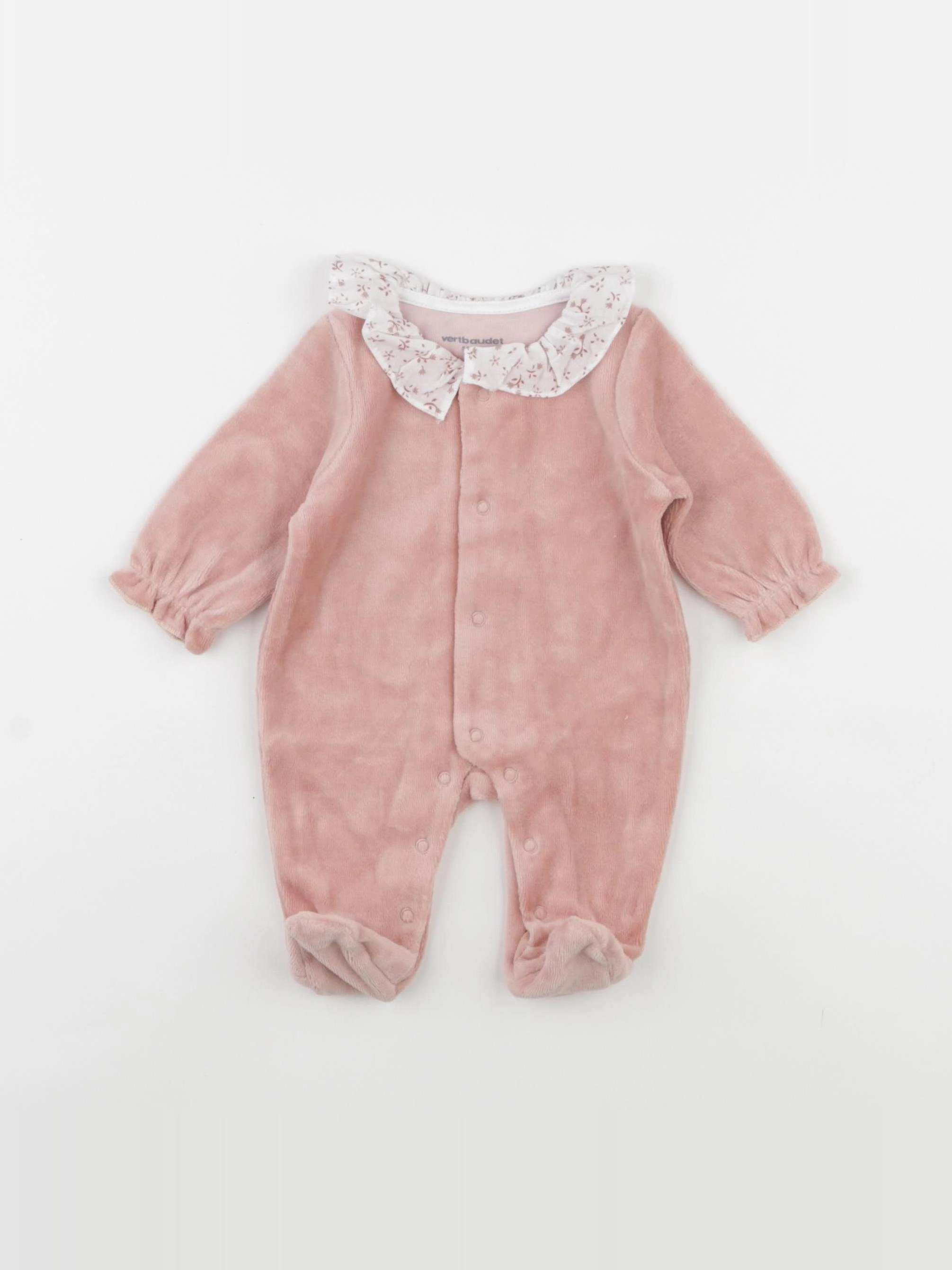 Vertbaudet - pyjama velours rose - 0 mois