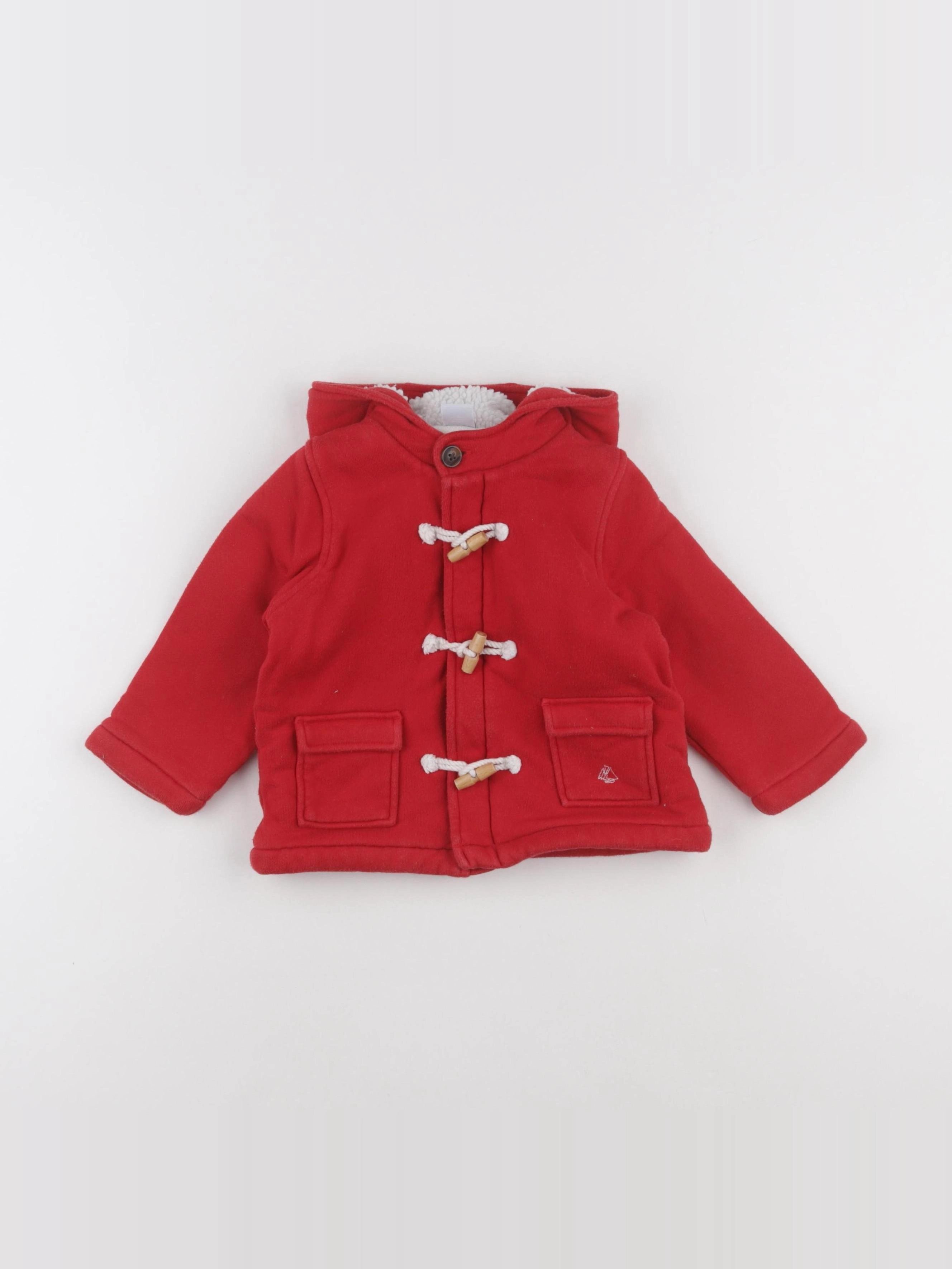 Petit Bateau - manteau rouge - 12 mois