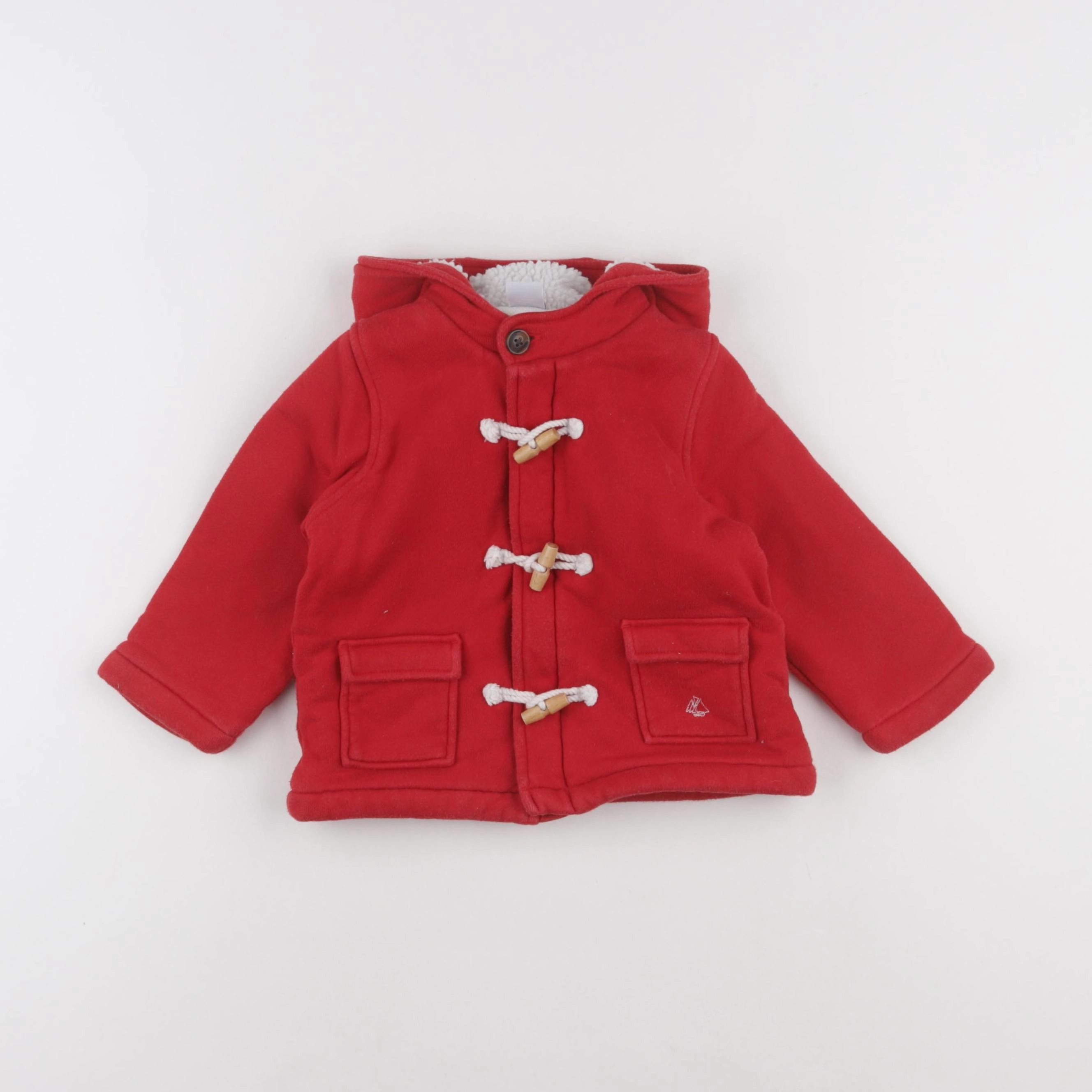 Petit Bateau - manteau rouge - 12 mois