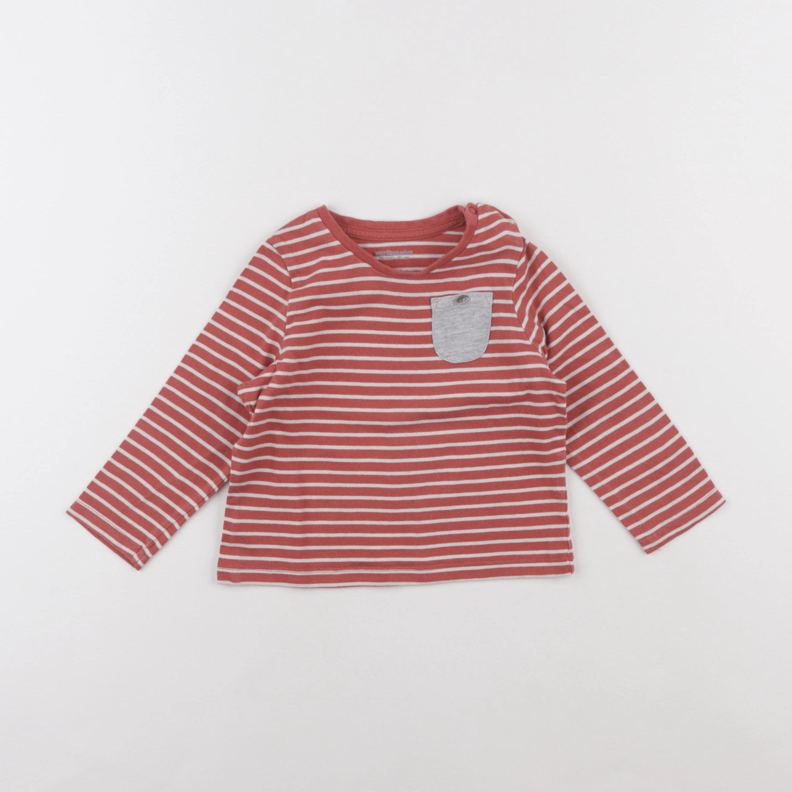 Vertbaudet - tee-shirt rouge, beige - 18 mois