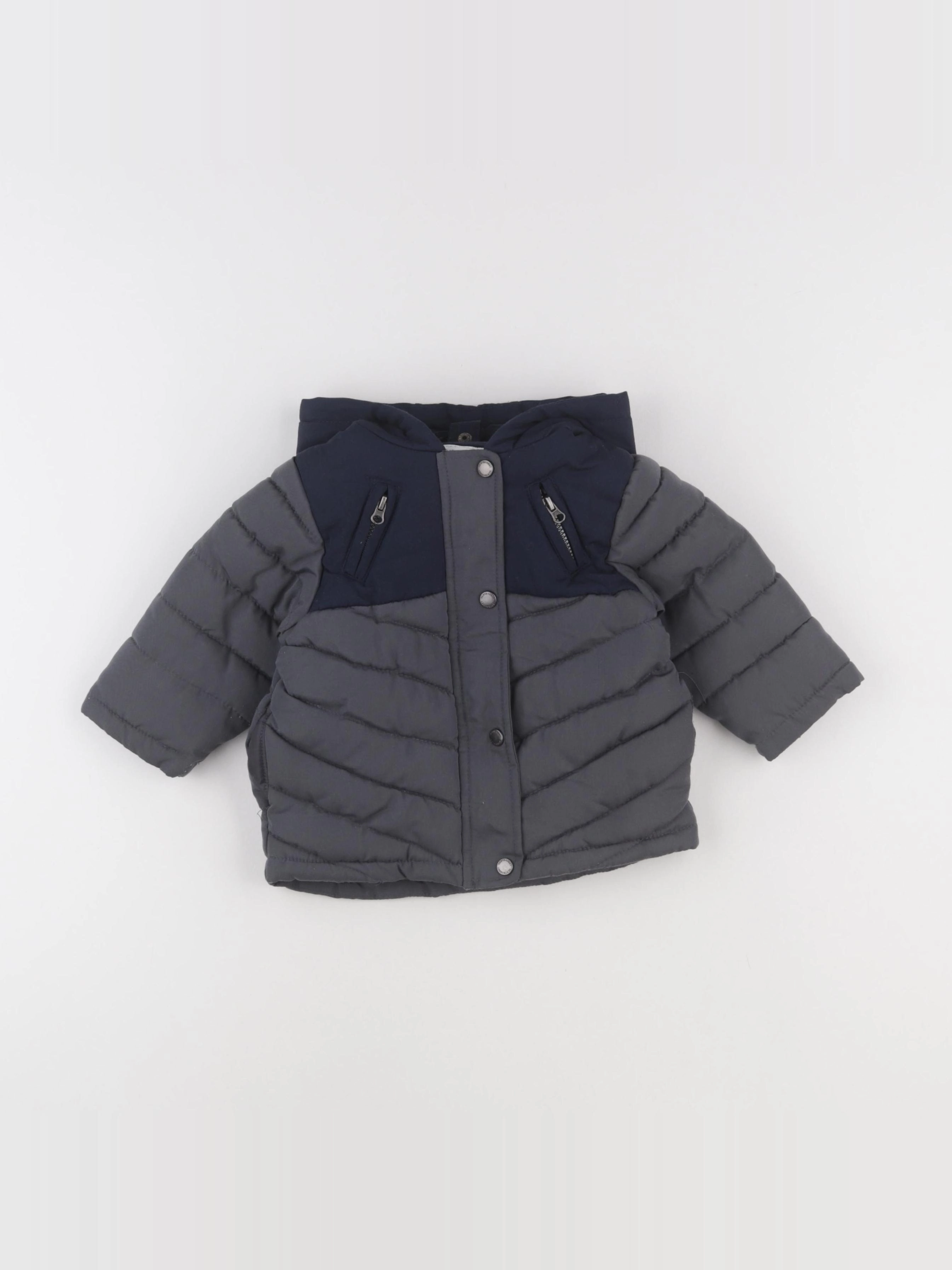 Vertbaudet - doudoune gris, bleu - 9 mois
