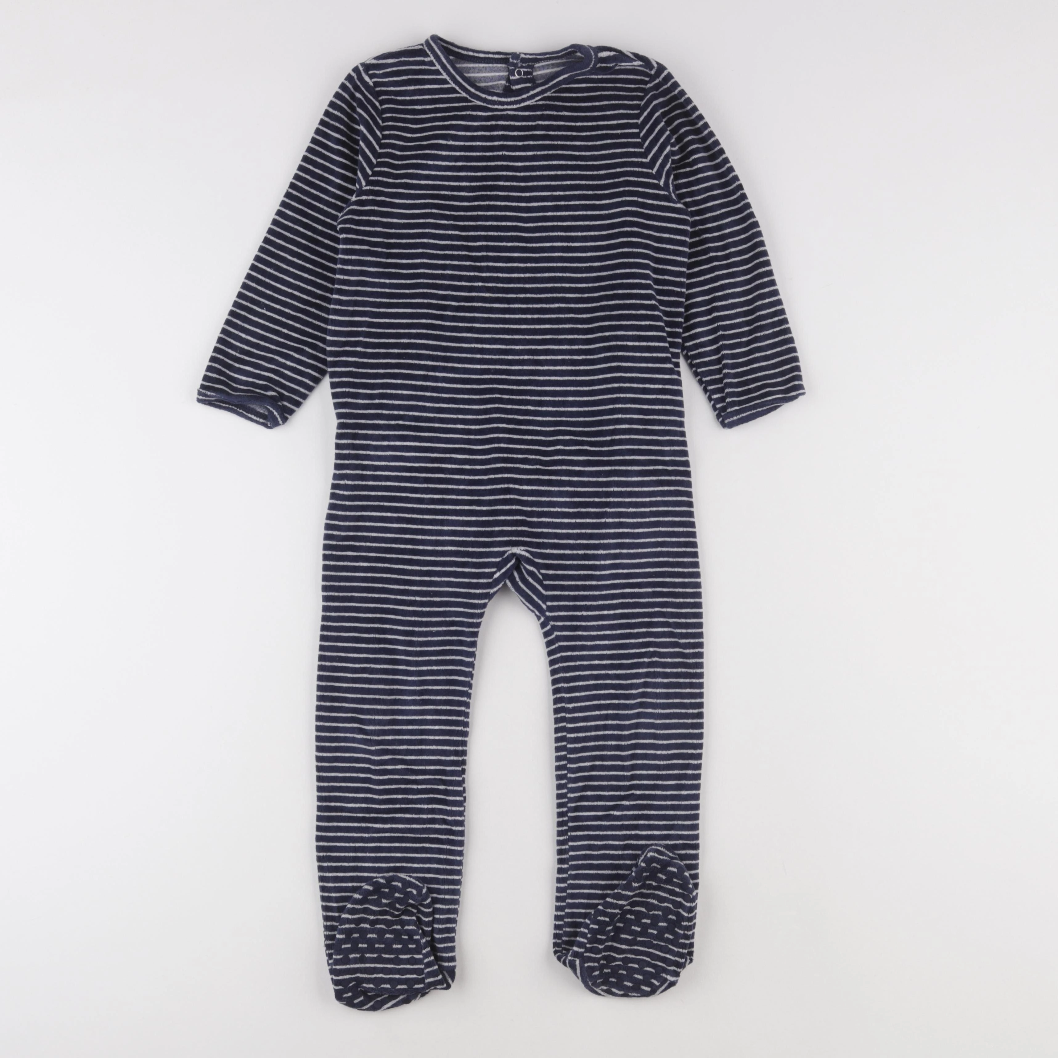 Vertbaudet - pyjama velours bleu, blanc - 3 ans