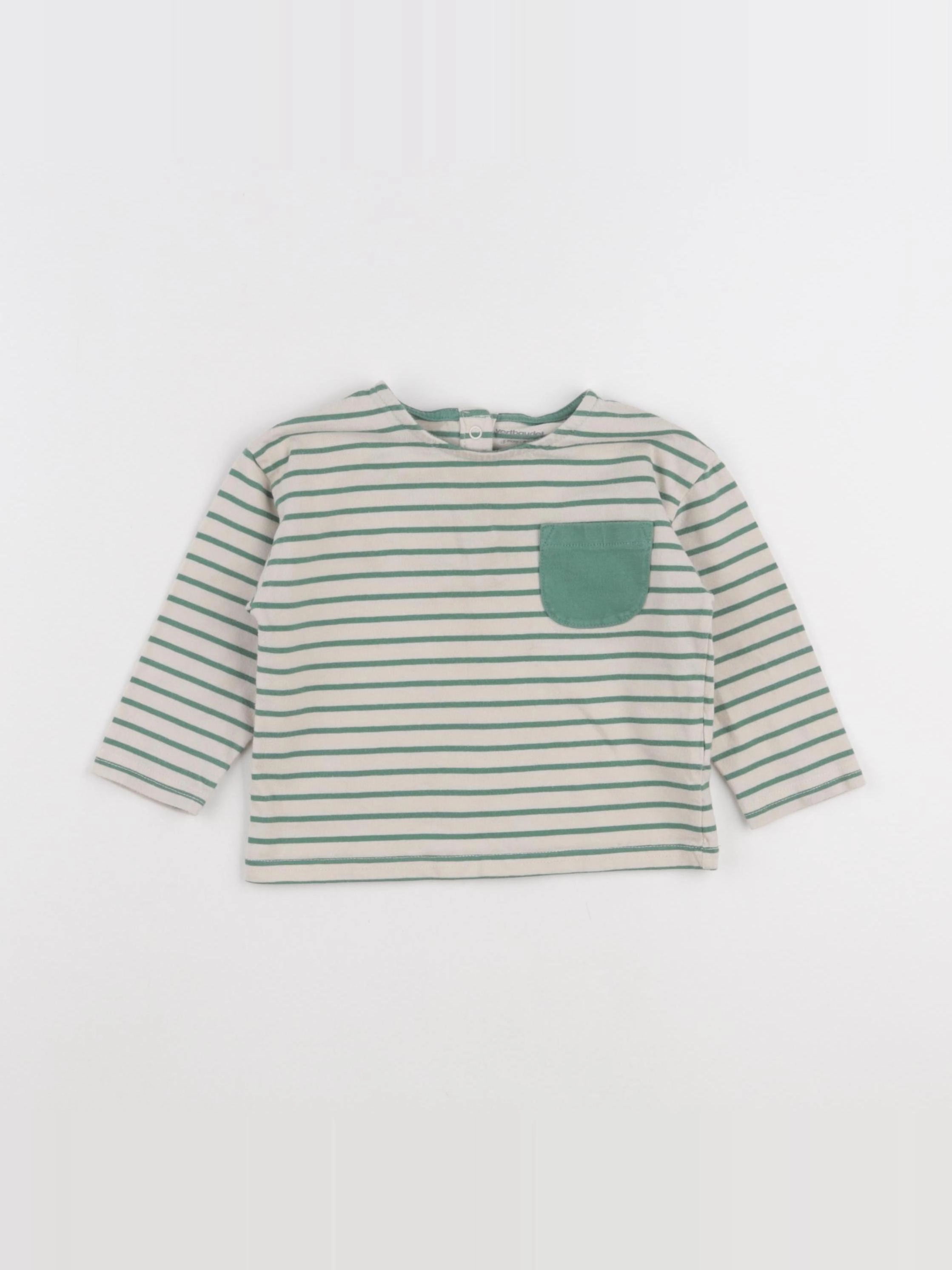 Vertbaudet - tee-shirt beige, vert - 18 mois