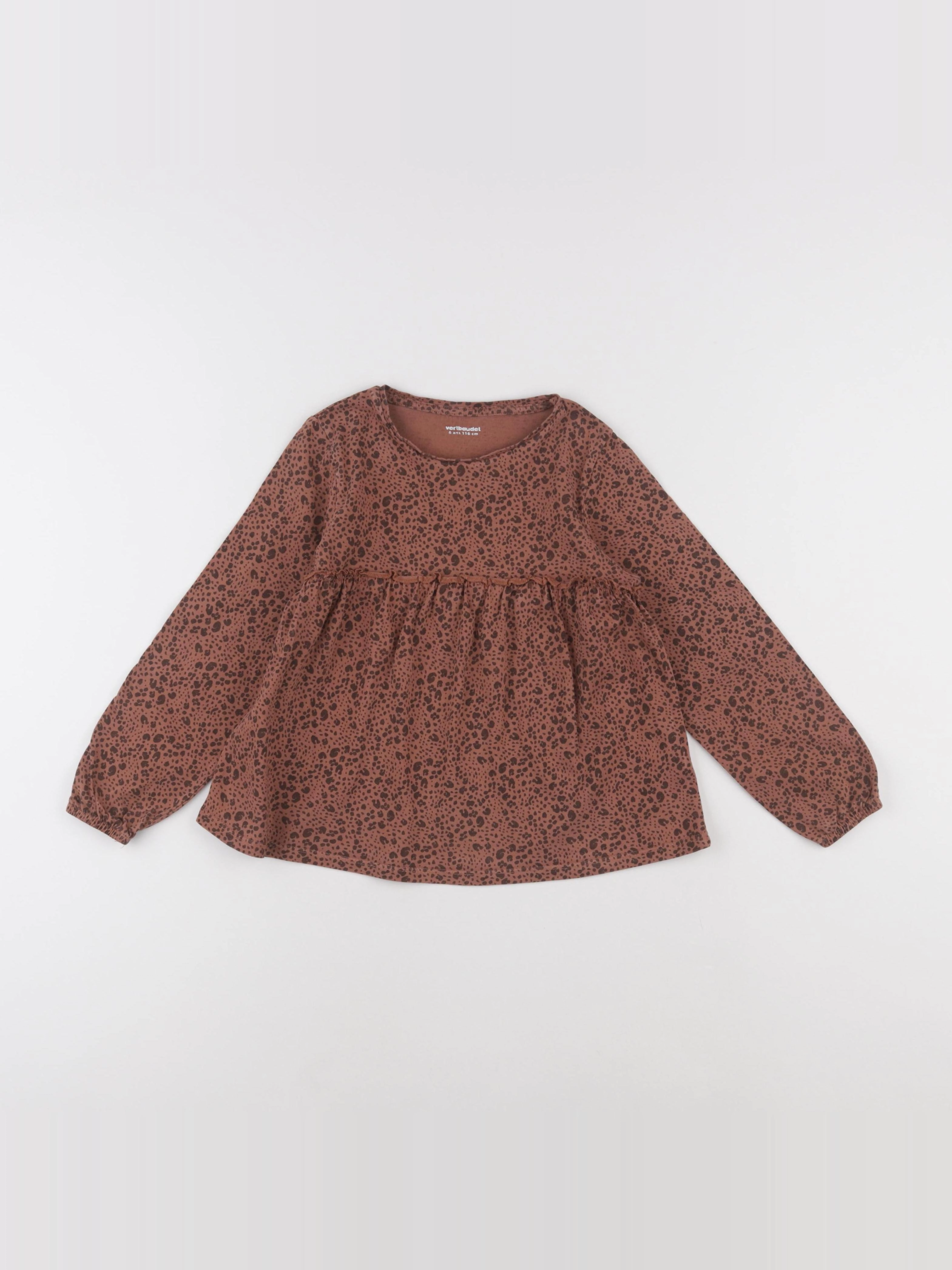 Vertbaudet - tee-shirt marron - 6 ans