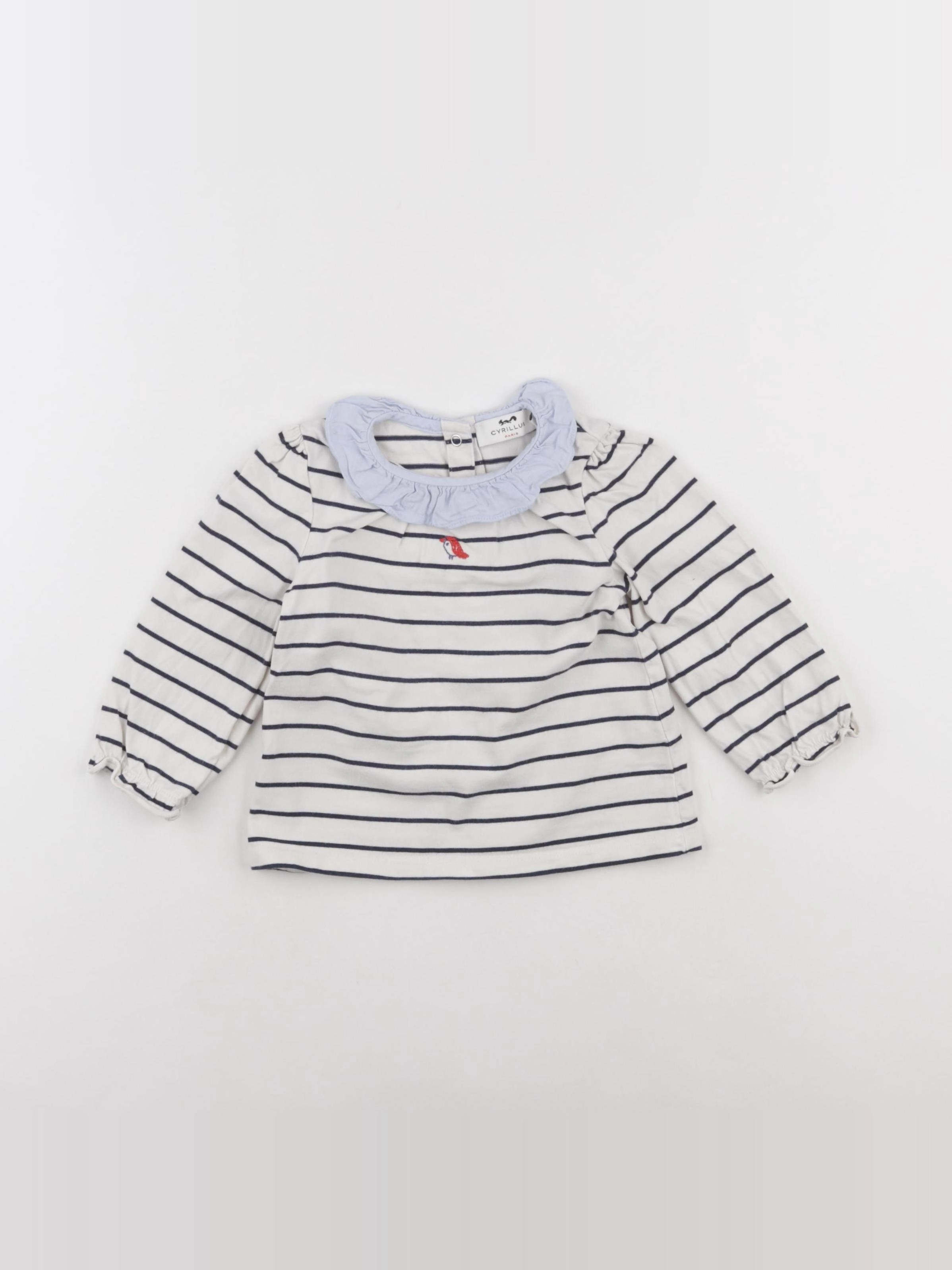 Cyrillus - tee-shirt blanc, bleu - 18 mois