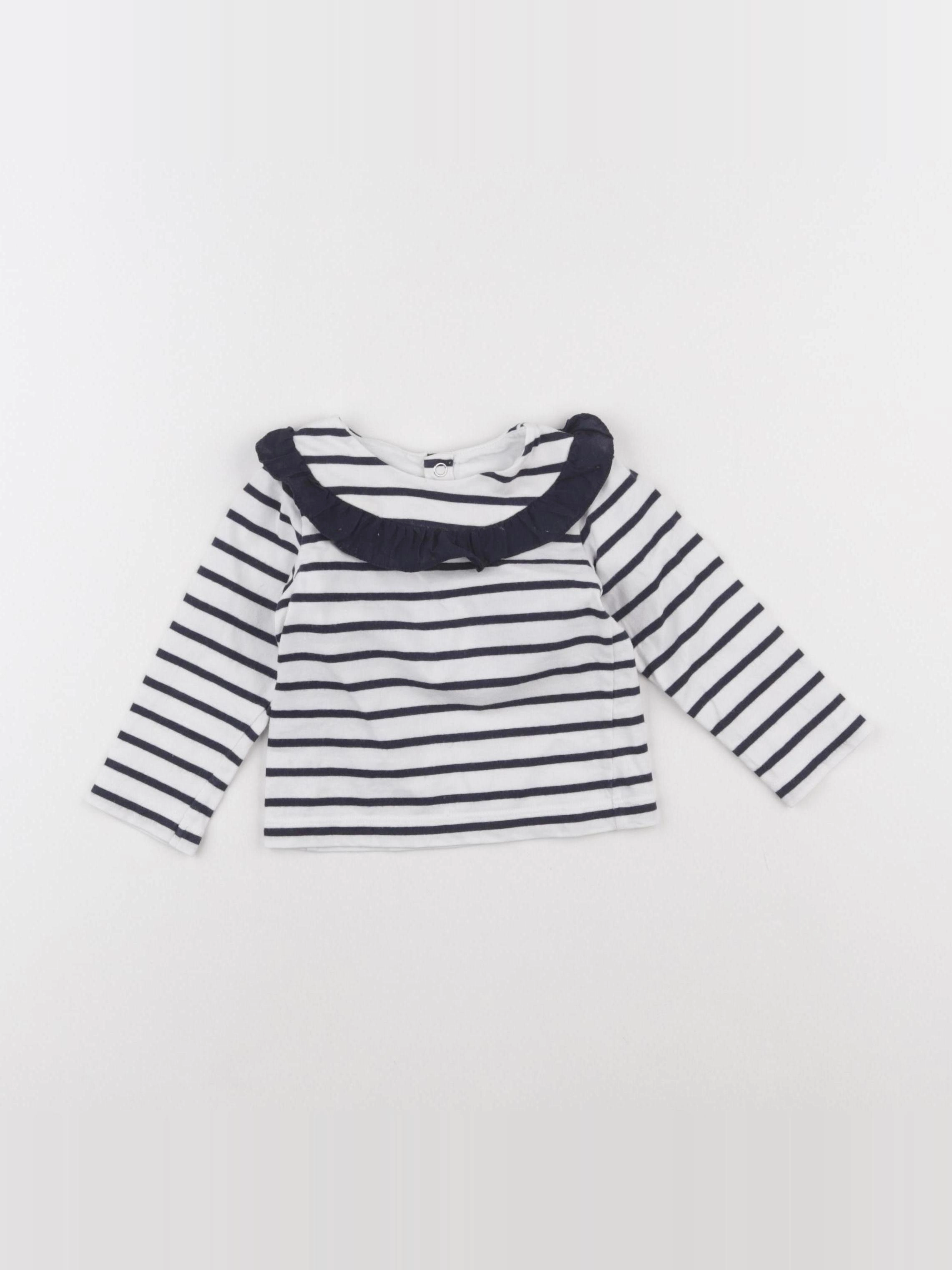 Jacadi - tee-shirt blanc, bleu - 12 mois