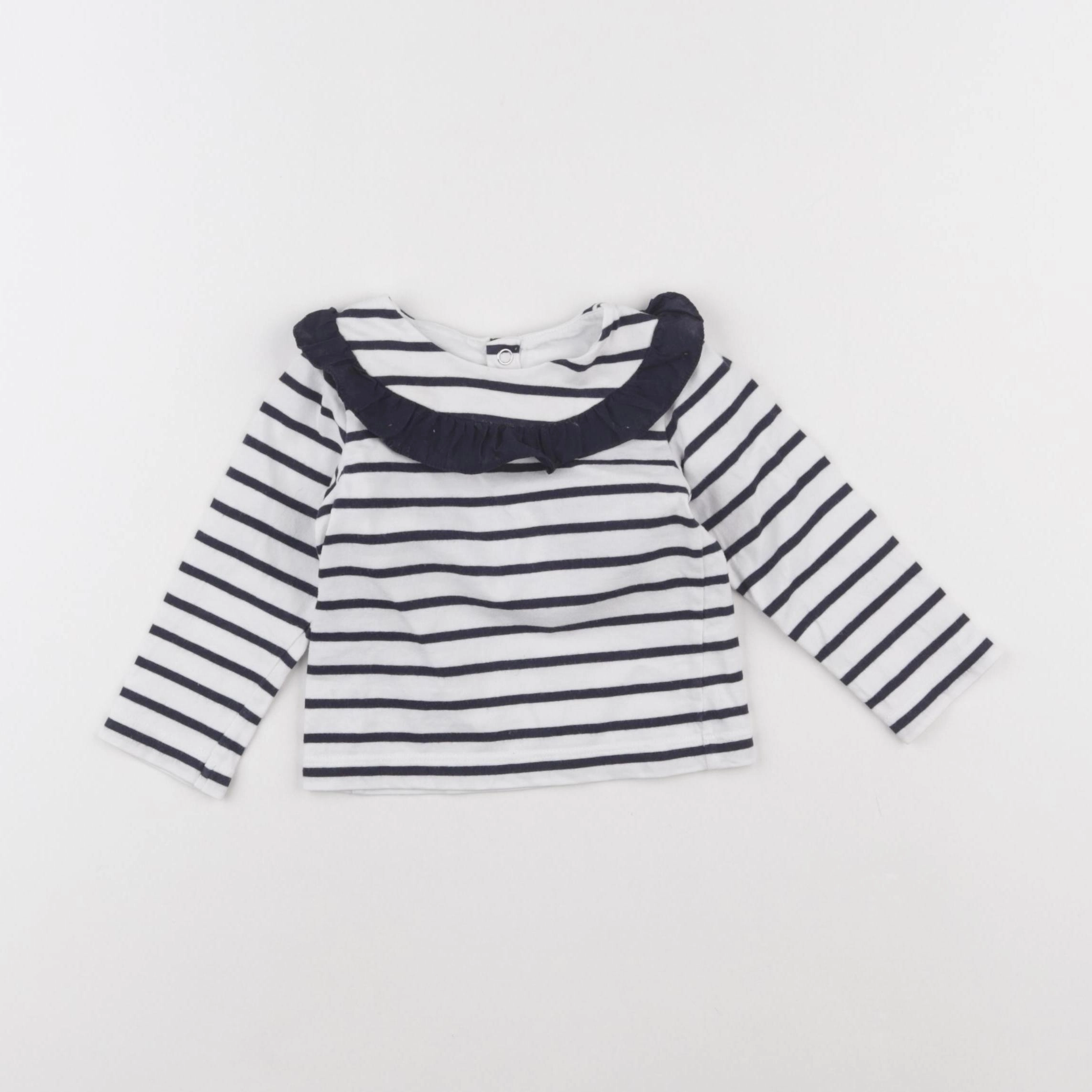 Jacadi - tee-shirt blanc, bleu - 12 mois