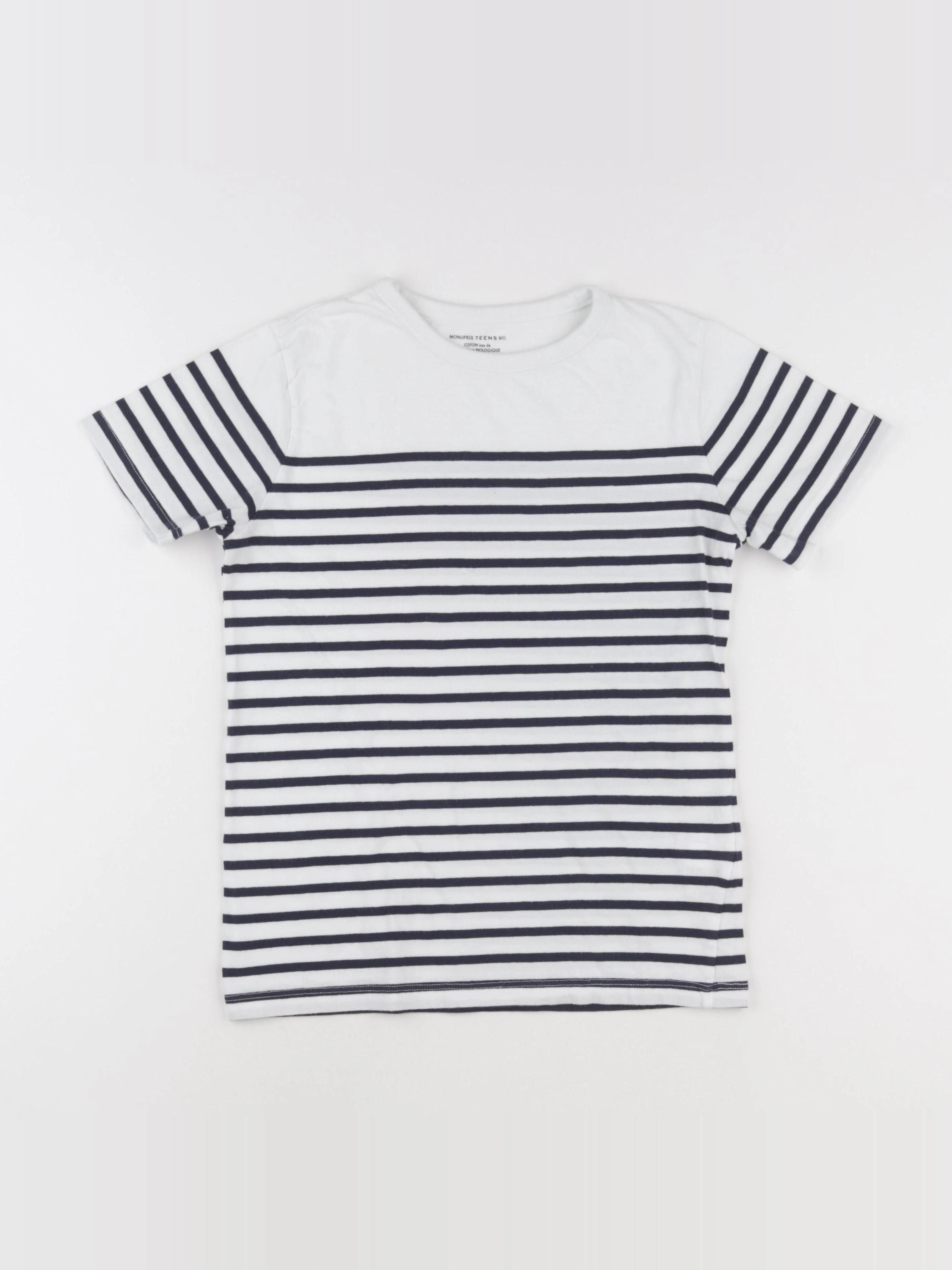 Monoprix - tee-shirt blanc, bleu - 12 ans