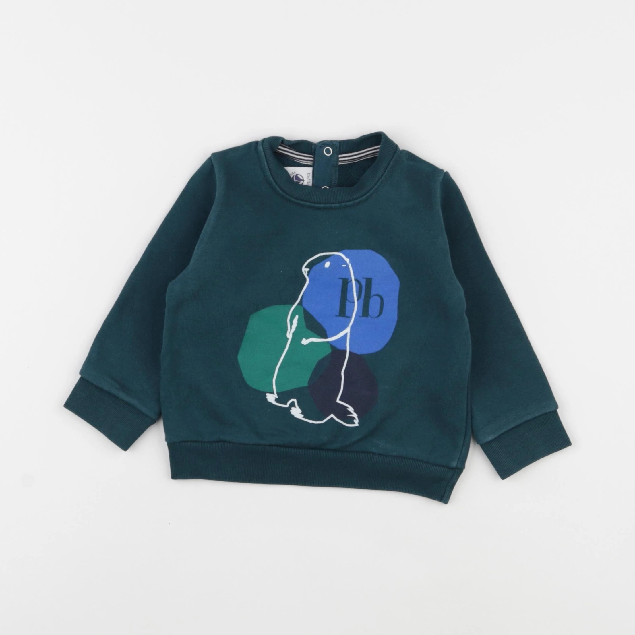 Petit Bateau - sweat vert - 12 mois