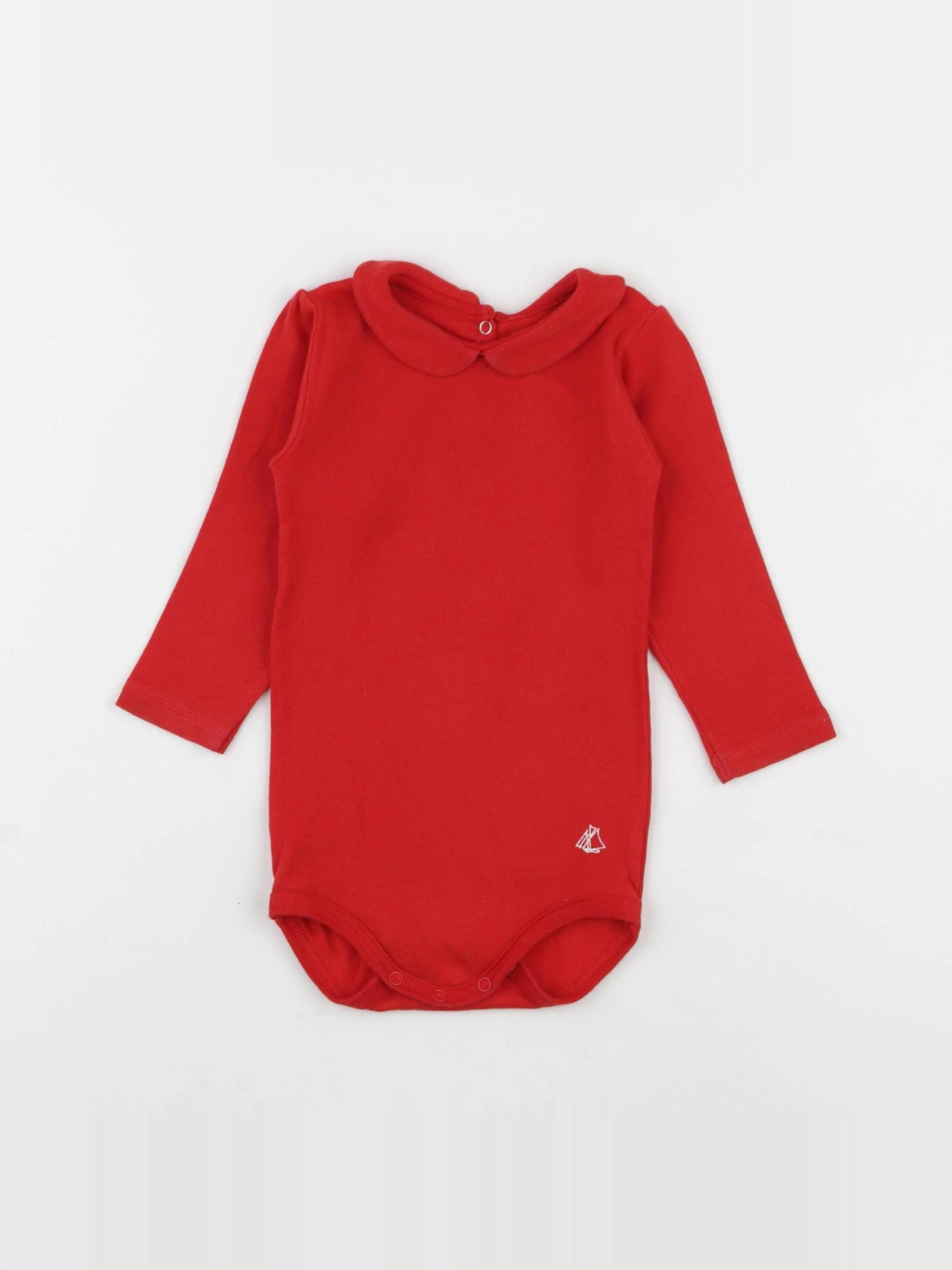 Petit Bateau - body à col rouge - 12 mois