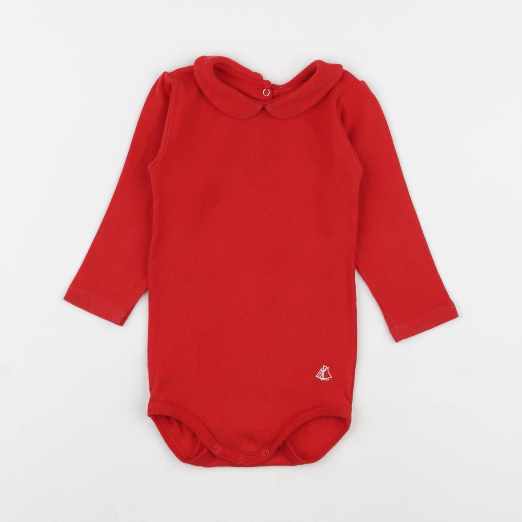 Petit Bateau - body à col rouge - 12 mois