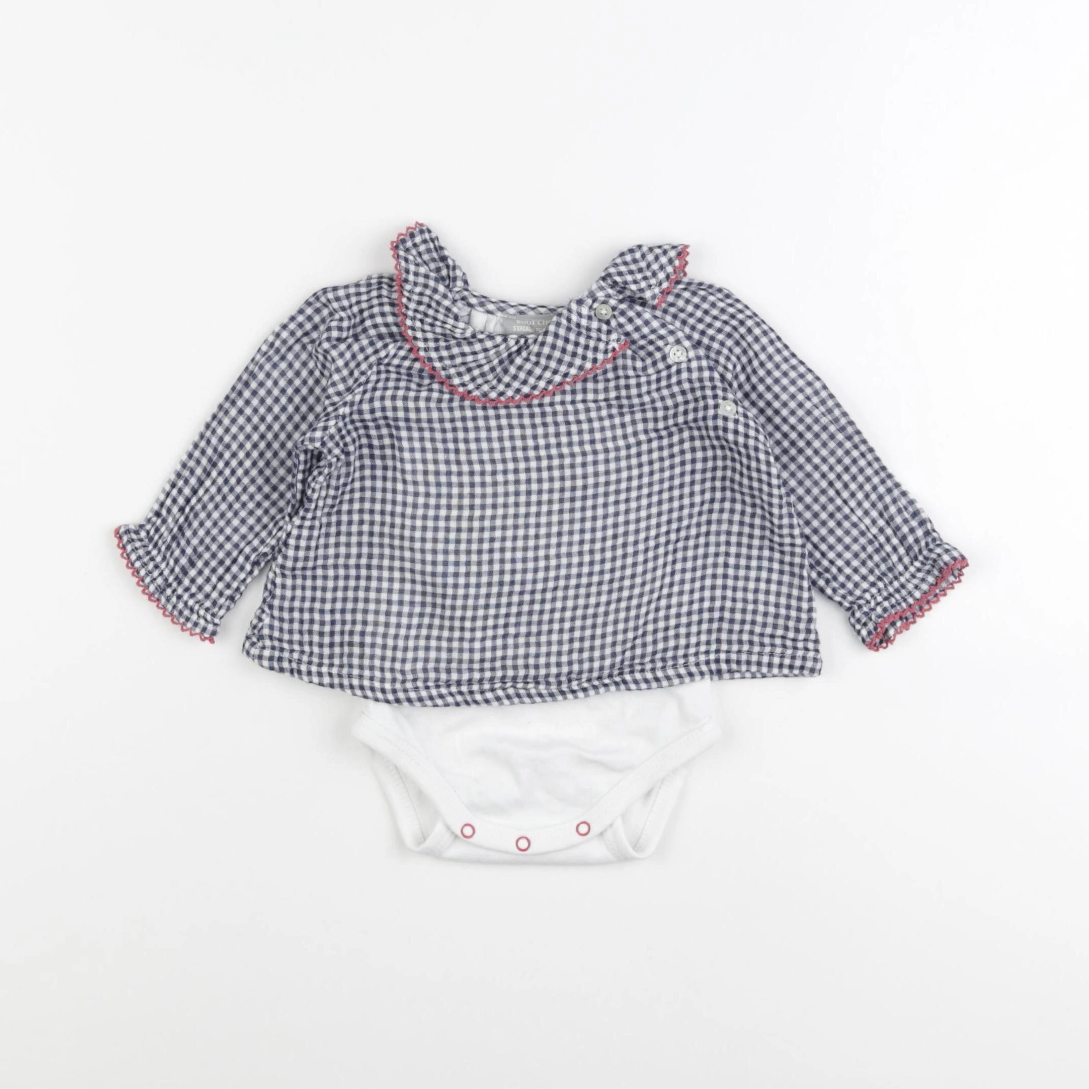 Boutchou - body blouse bleu - 3 mois