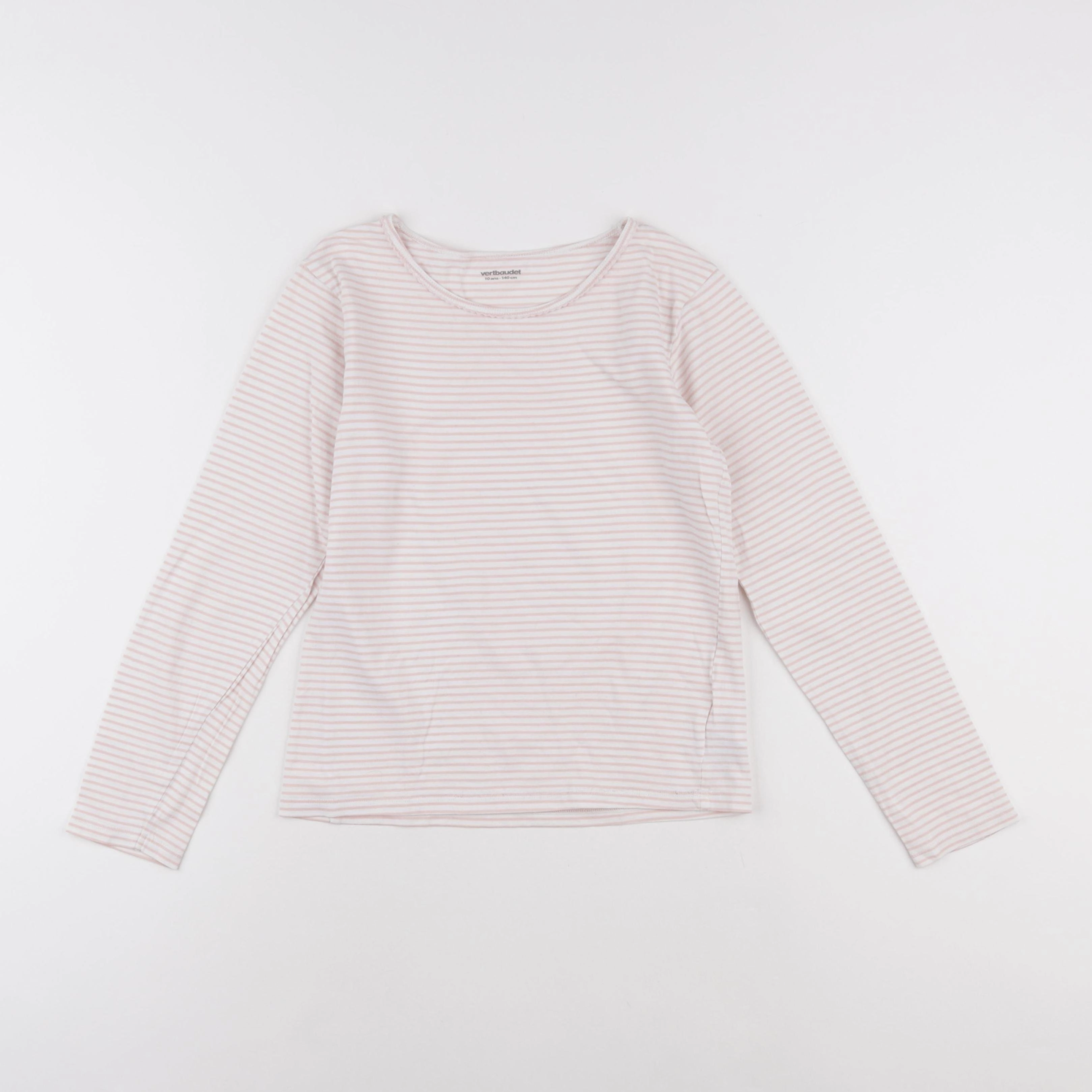 Vertbaudet - tee-shirt rose, blanc - 10 ans
