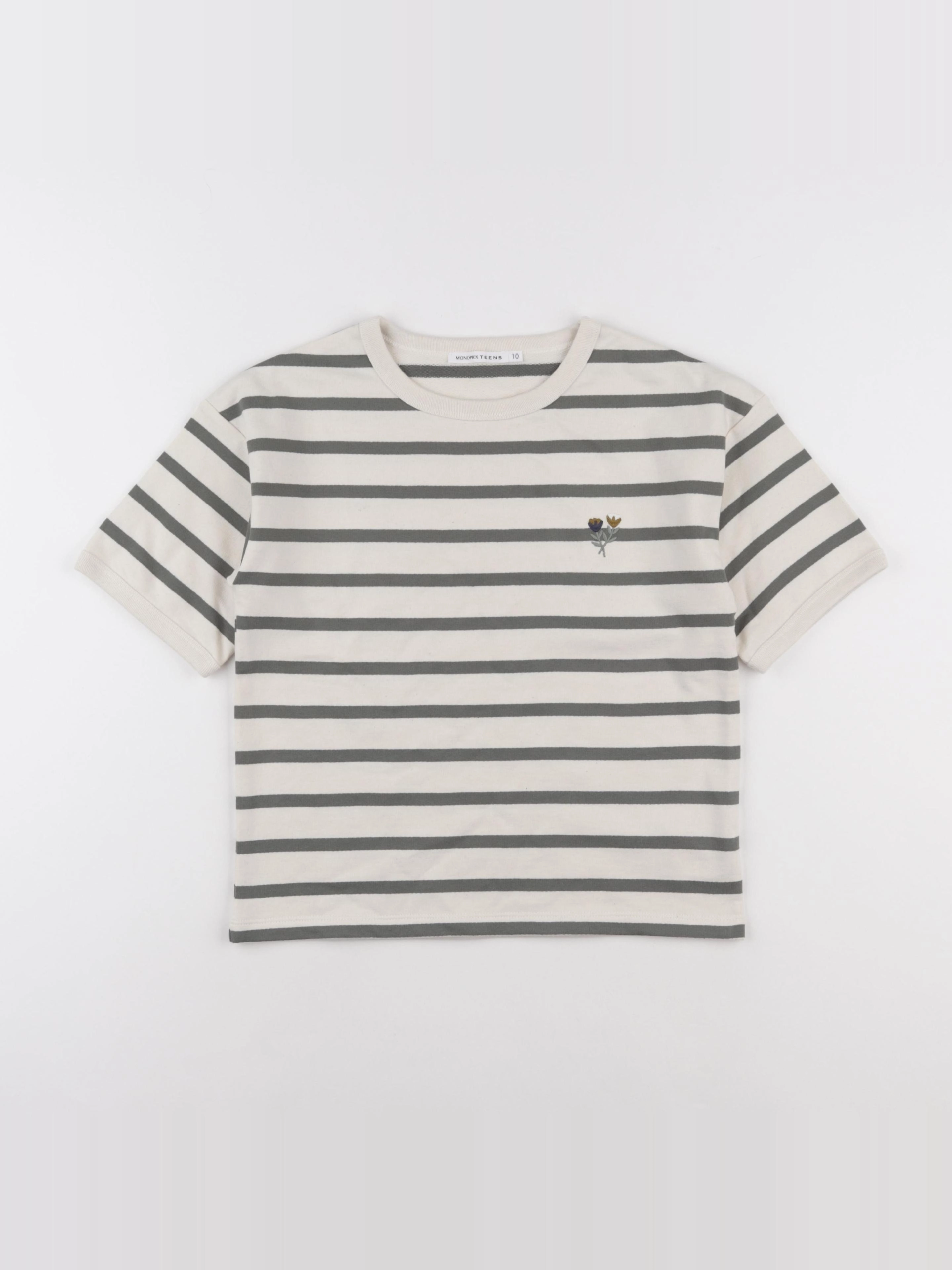 Monoprix - tee-shirt beige, vert - 10 ans