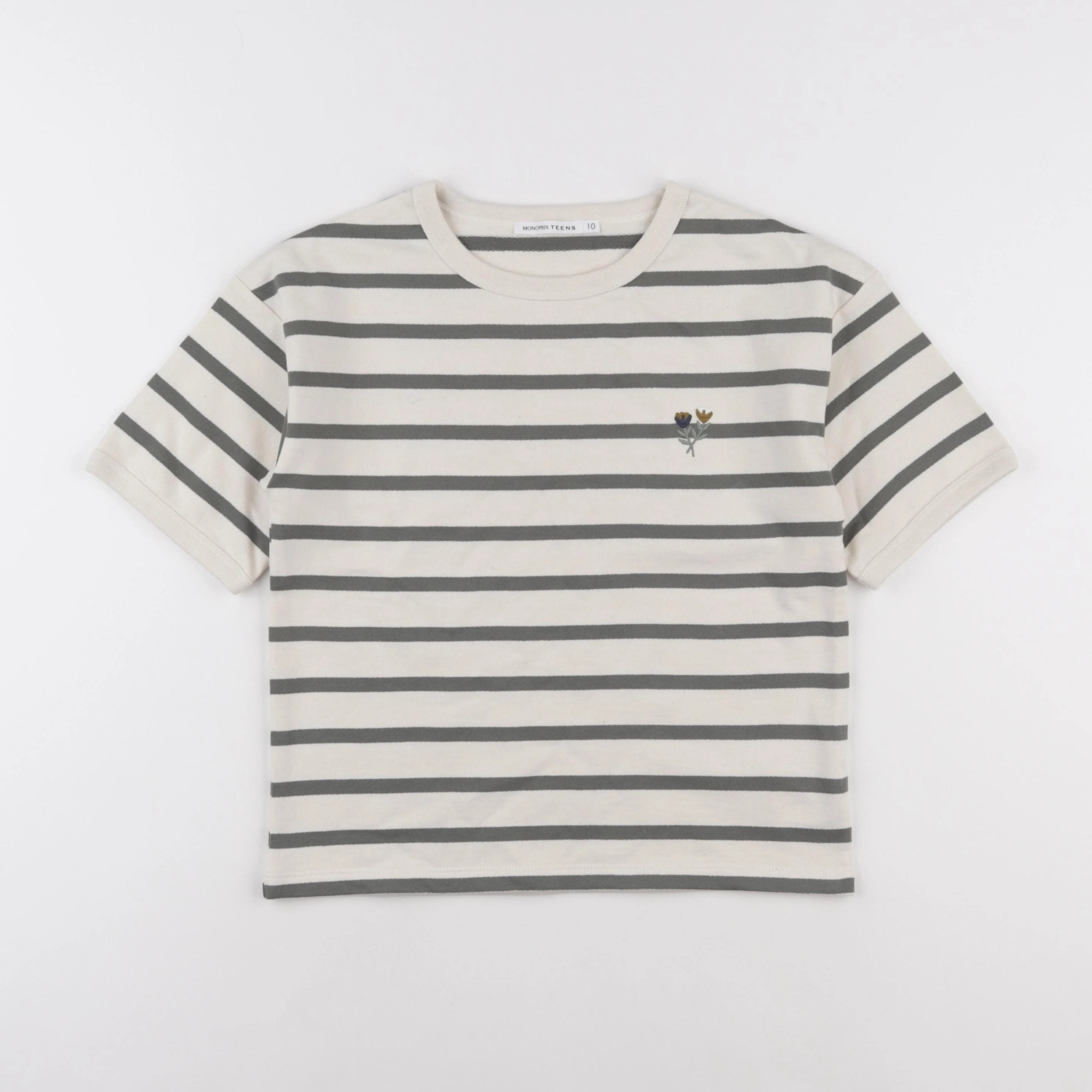 Monoprix - tee-shirt beige, vert - 10 ans