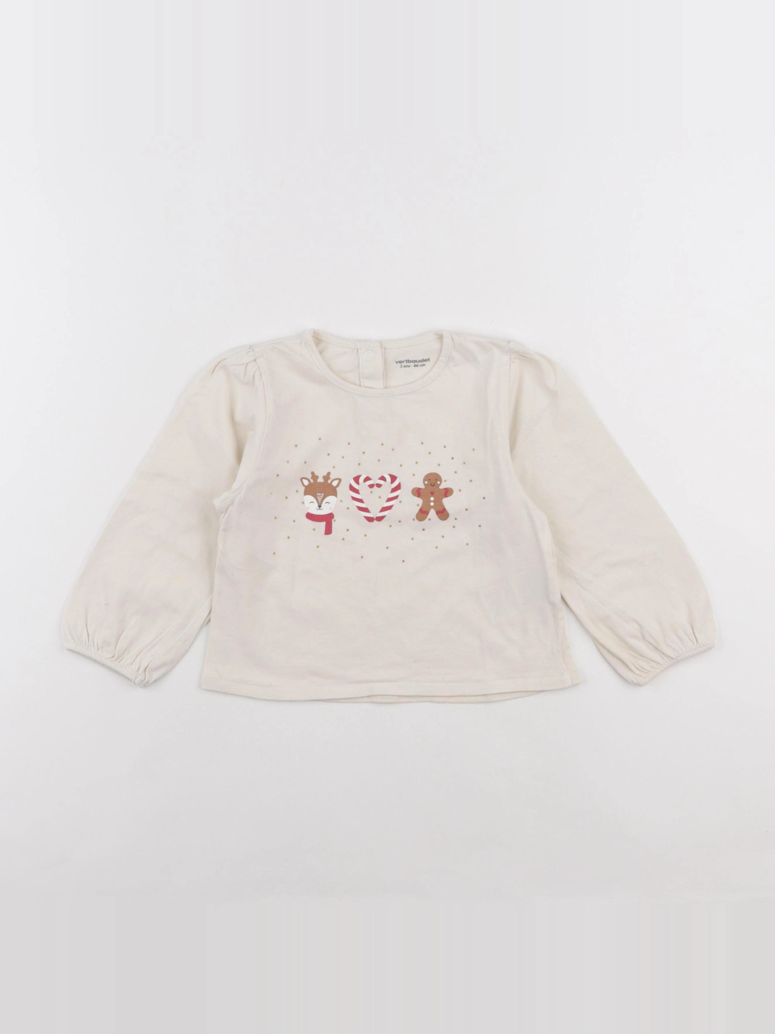 Vertbaudet - tee-shirt beige - 2 ans