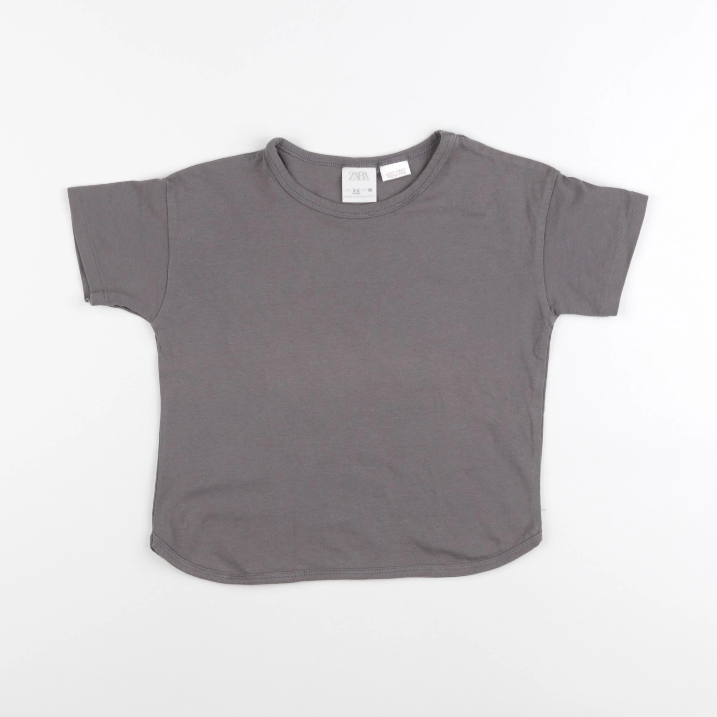 Zara - tee-shirt gris - 2/3 ans