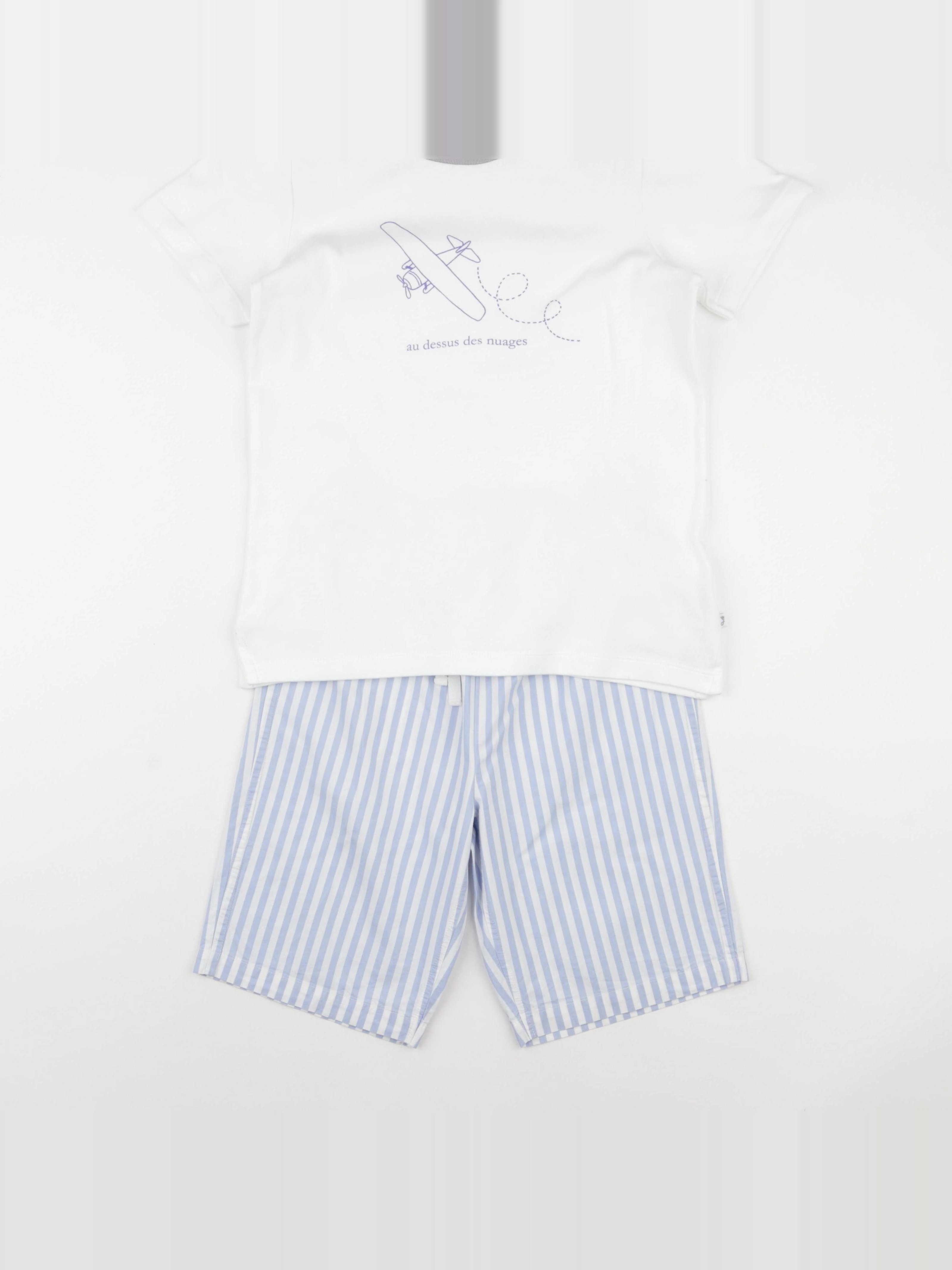 Jacadi - pyjama coton blanc, bleu - 10 ans