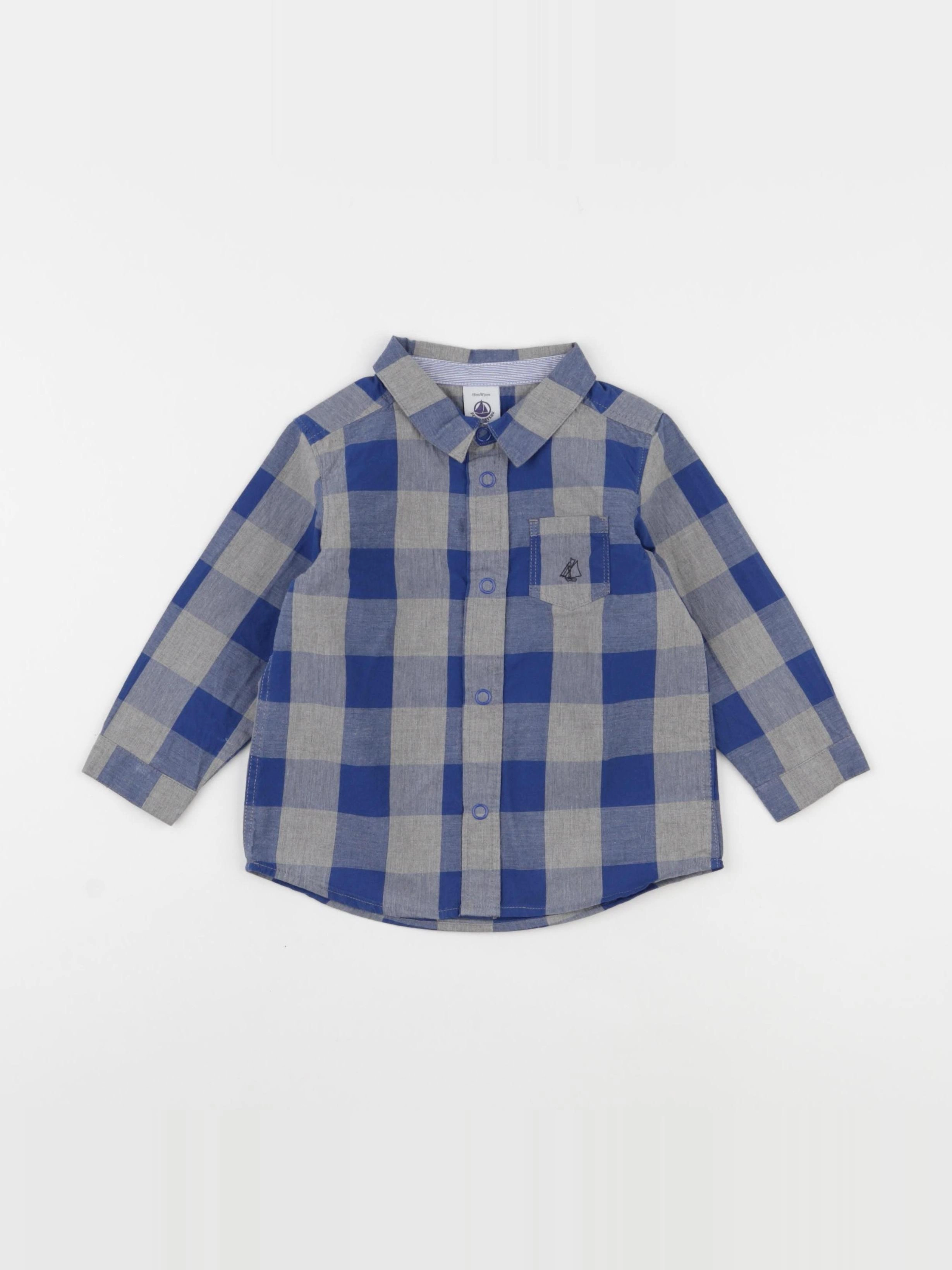 Petit Bateau - chemise bleu - 18 mois