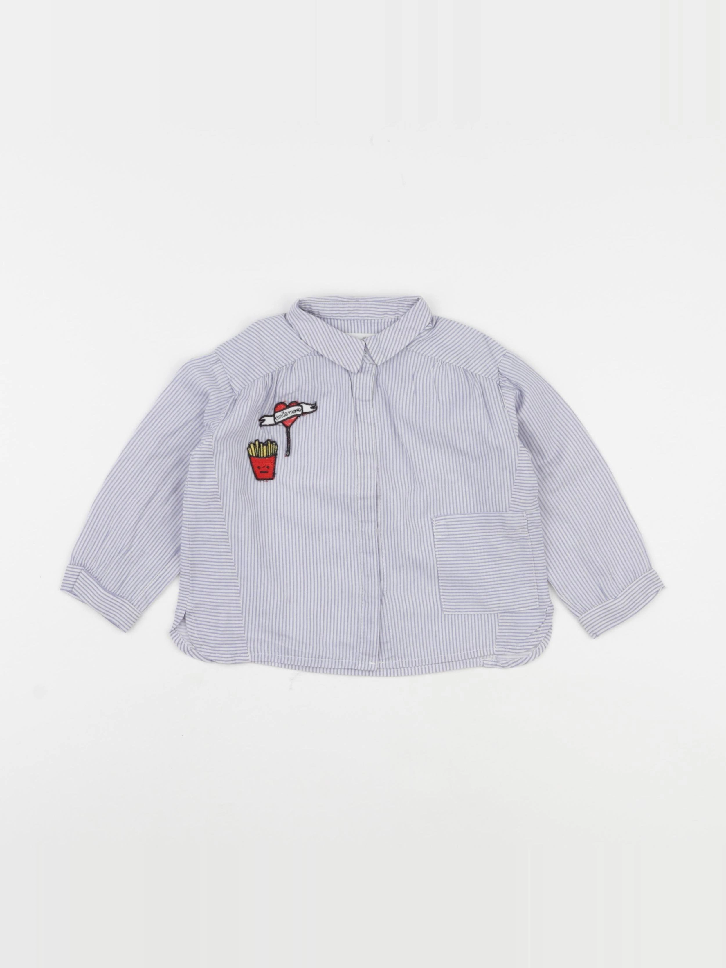 Zara - blouse blanc, bleu - 9/12 mois