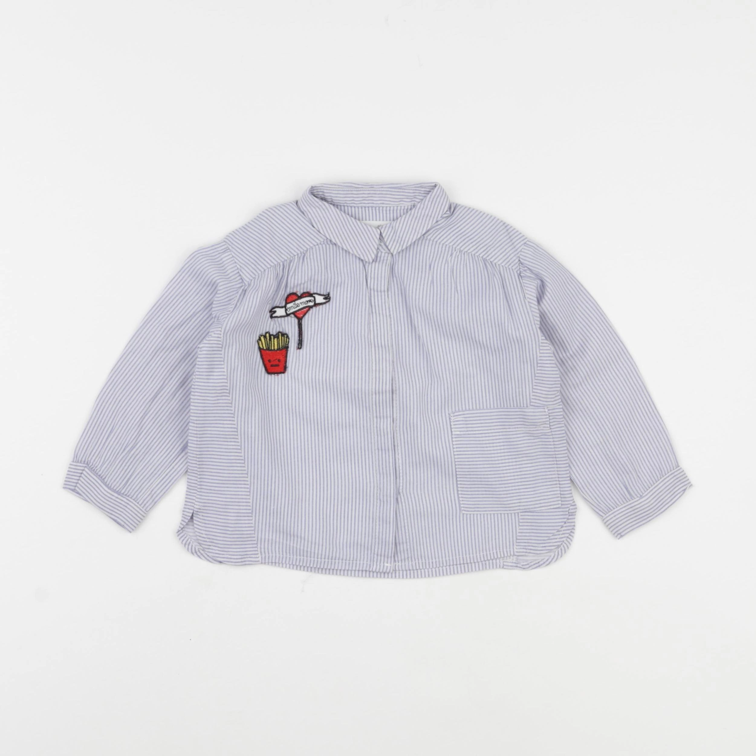 Zara - blouse blanc, bleu - 9/12 mois
