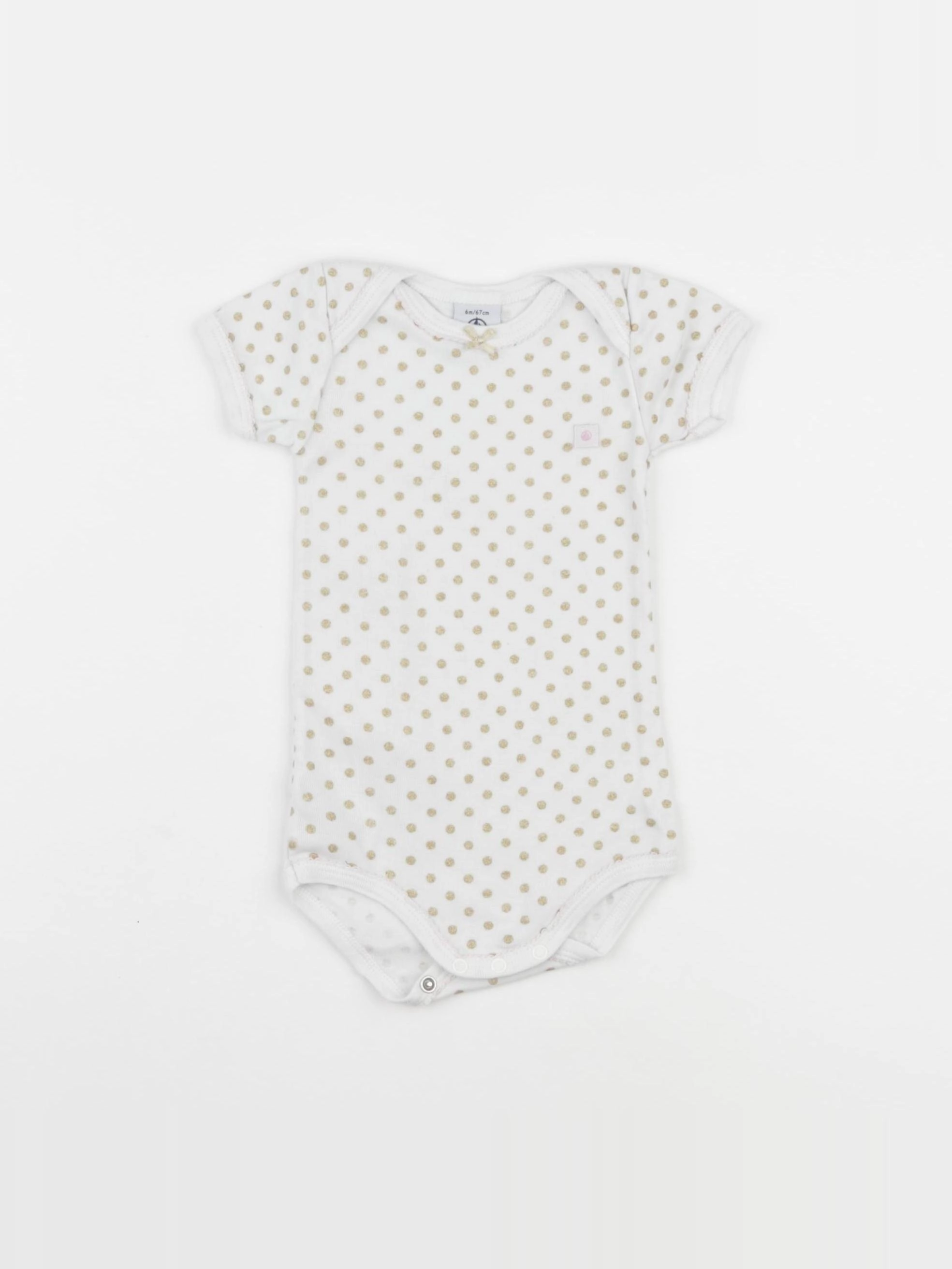 Petit Bateau - body blanc, or - 6 mois