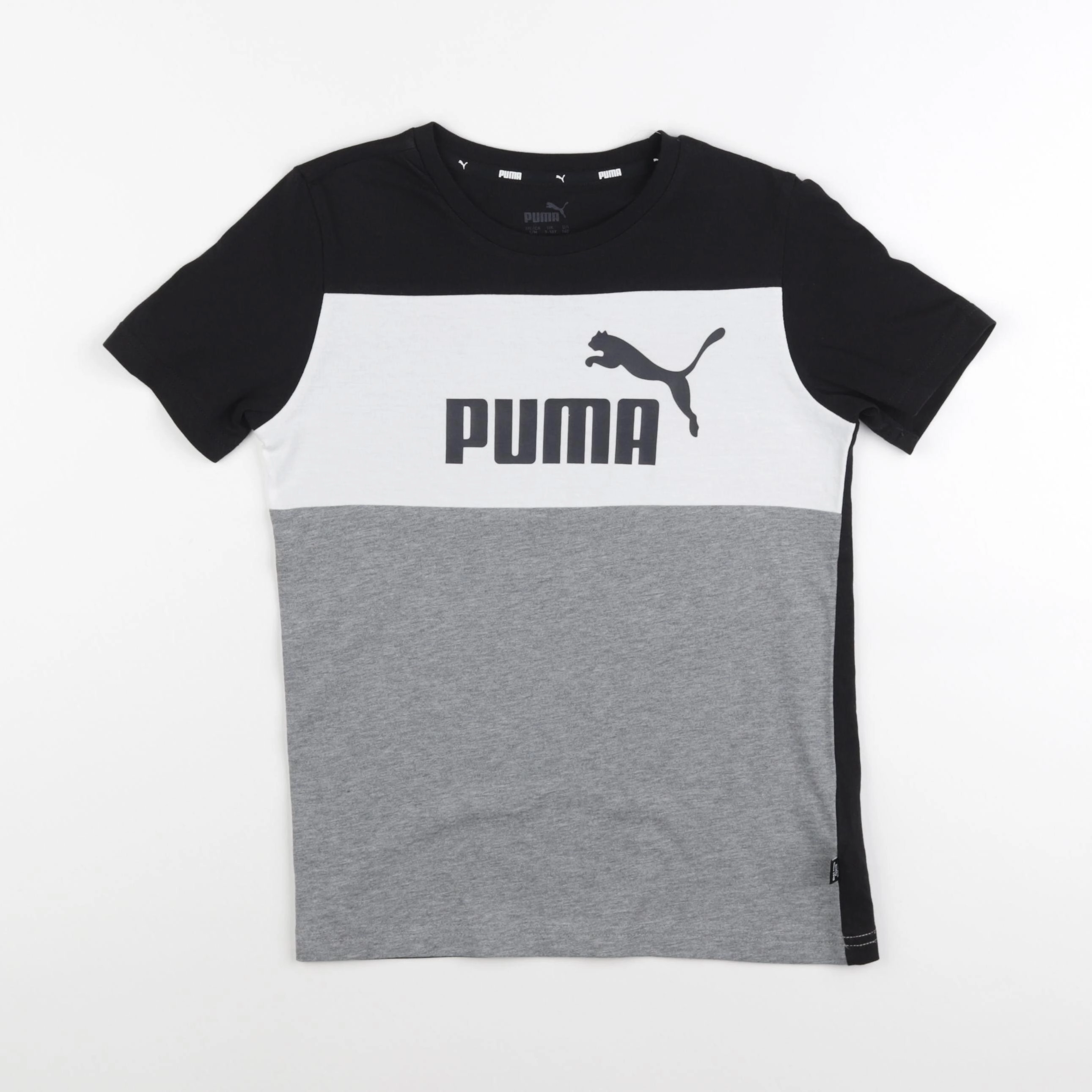 Puma - tee-shirt gris, noir - 9/10 ans
