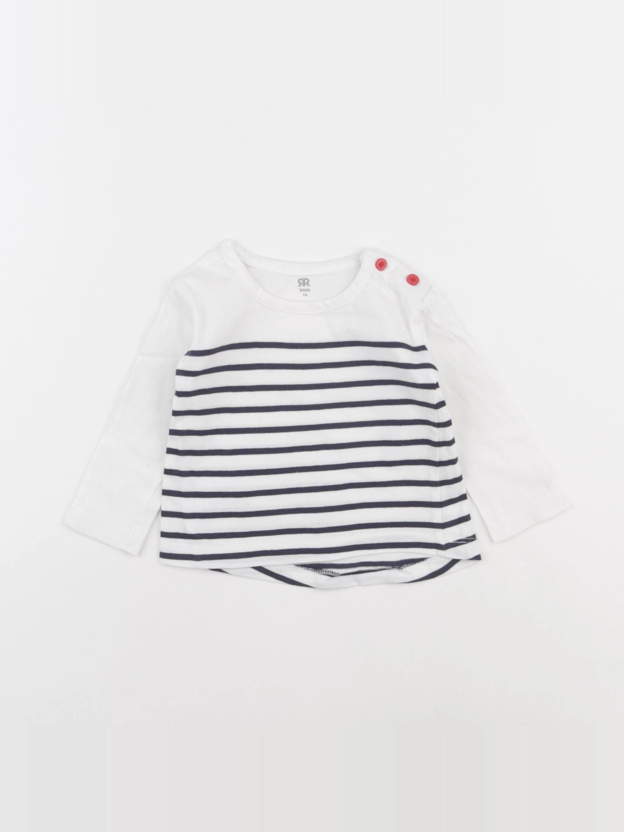 La Redoute - tee-shirt blanc, bleu - 3 mois