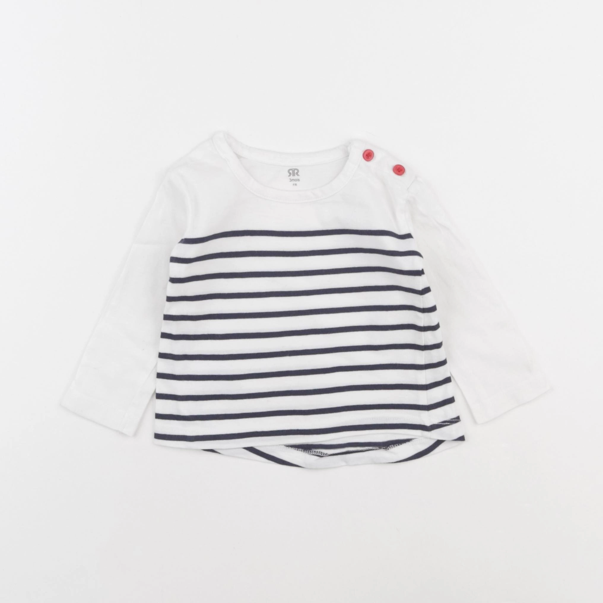 La Redoute - tee-shirt blanc, bleu - 3 mois