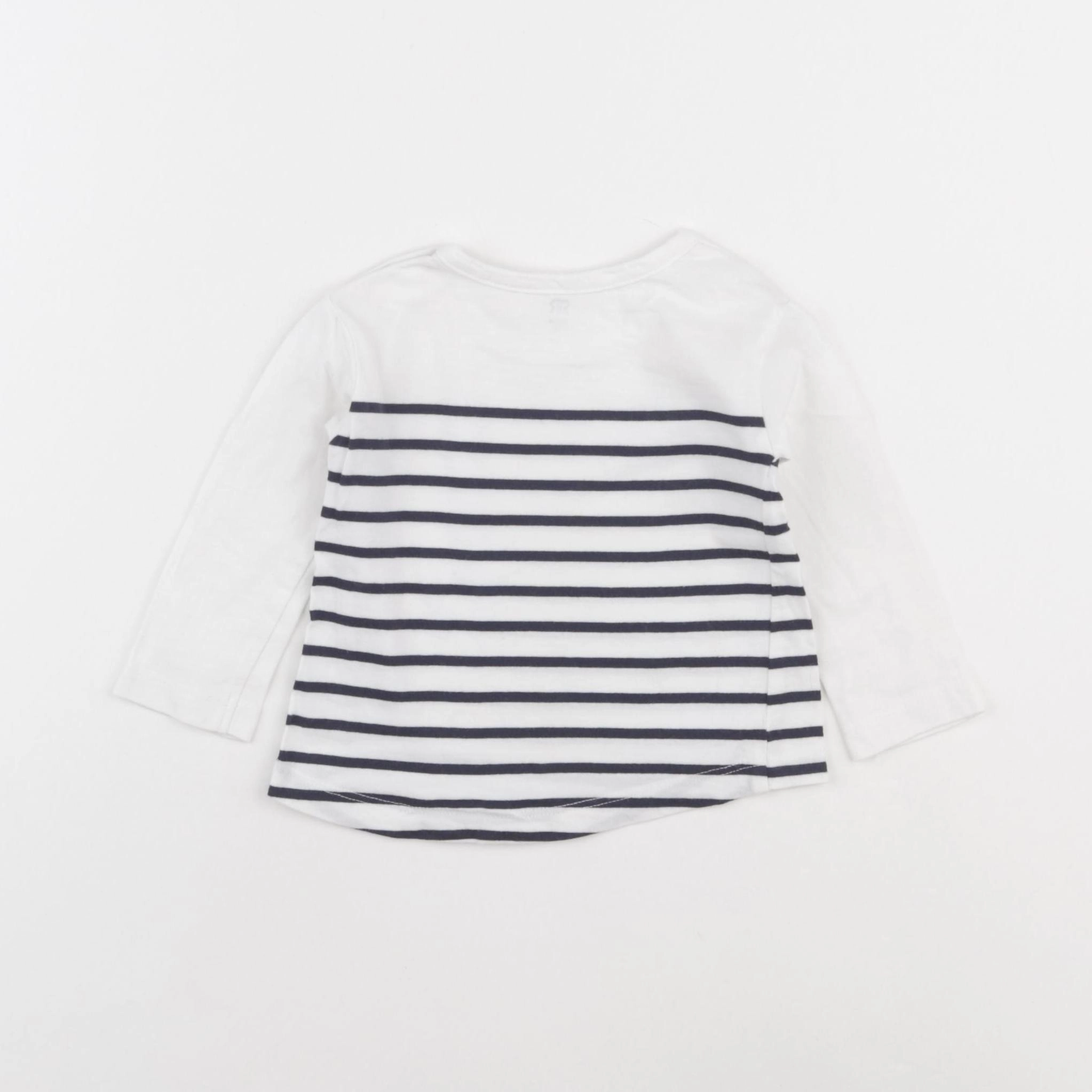 La Redoute - tee-shirt blanc, bleu - 3 mois