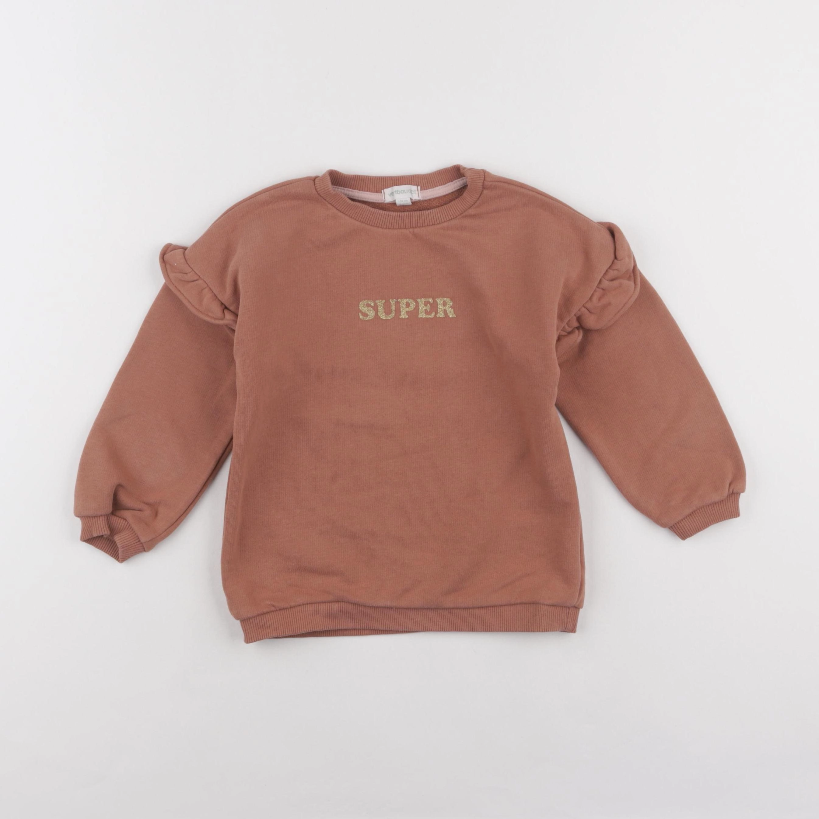 Vertbaudet - sweat marron, or - 4 ans