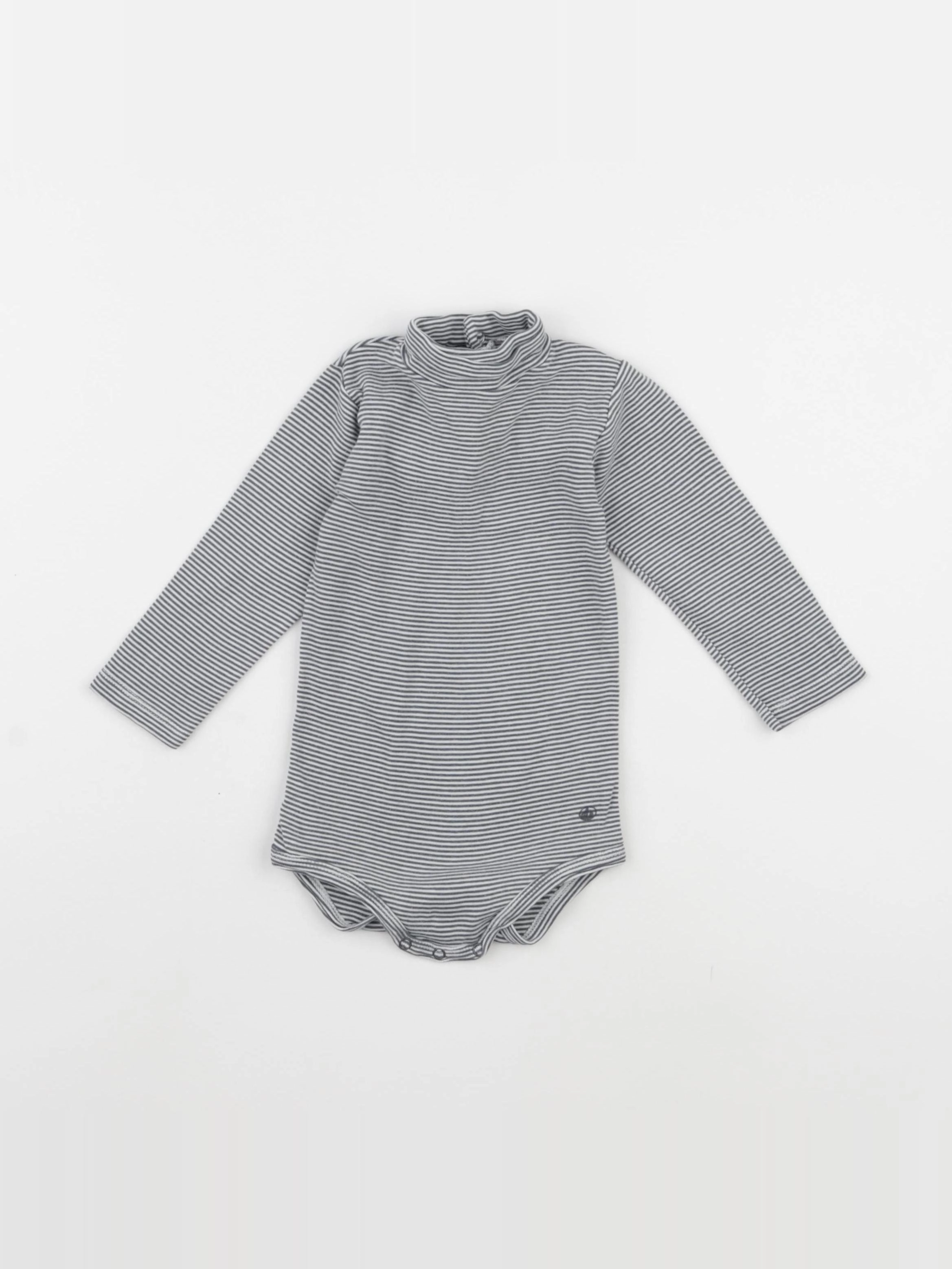 Petit Bateau - body à col bleu - 12 mois