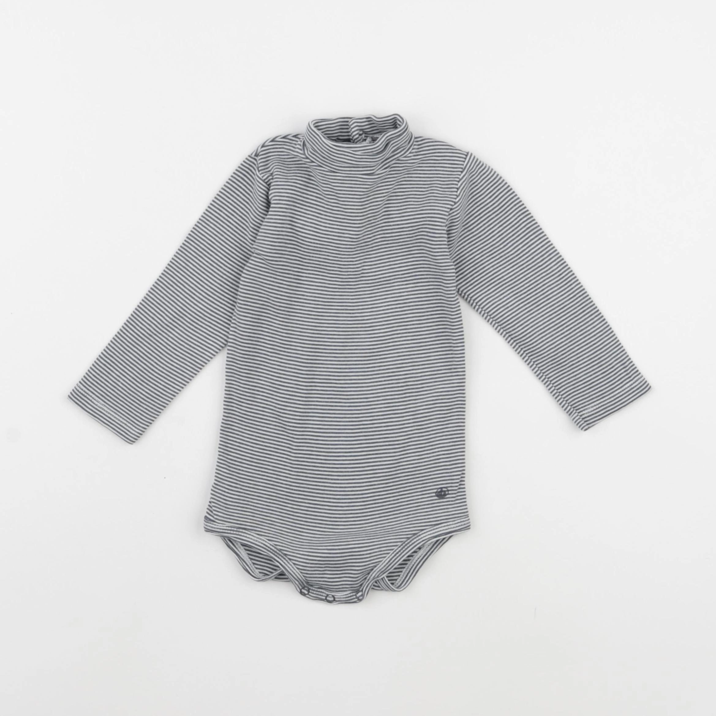 Petit Bateau - body à col bleu - 12 mois