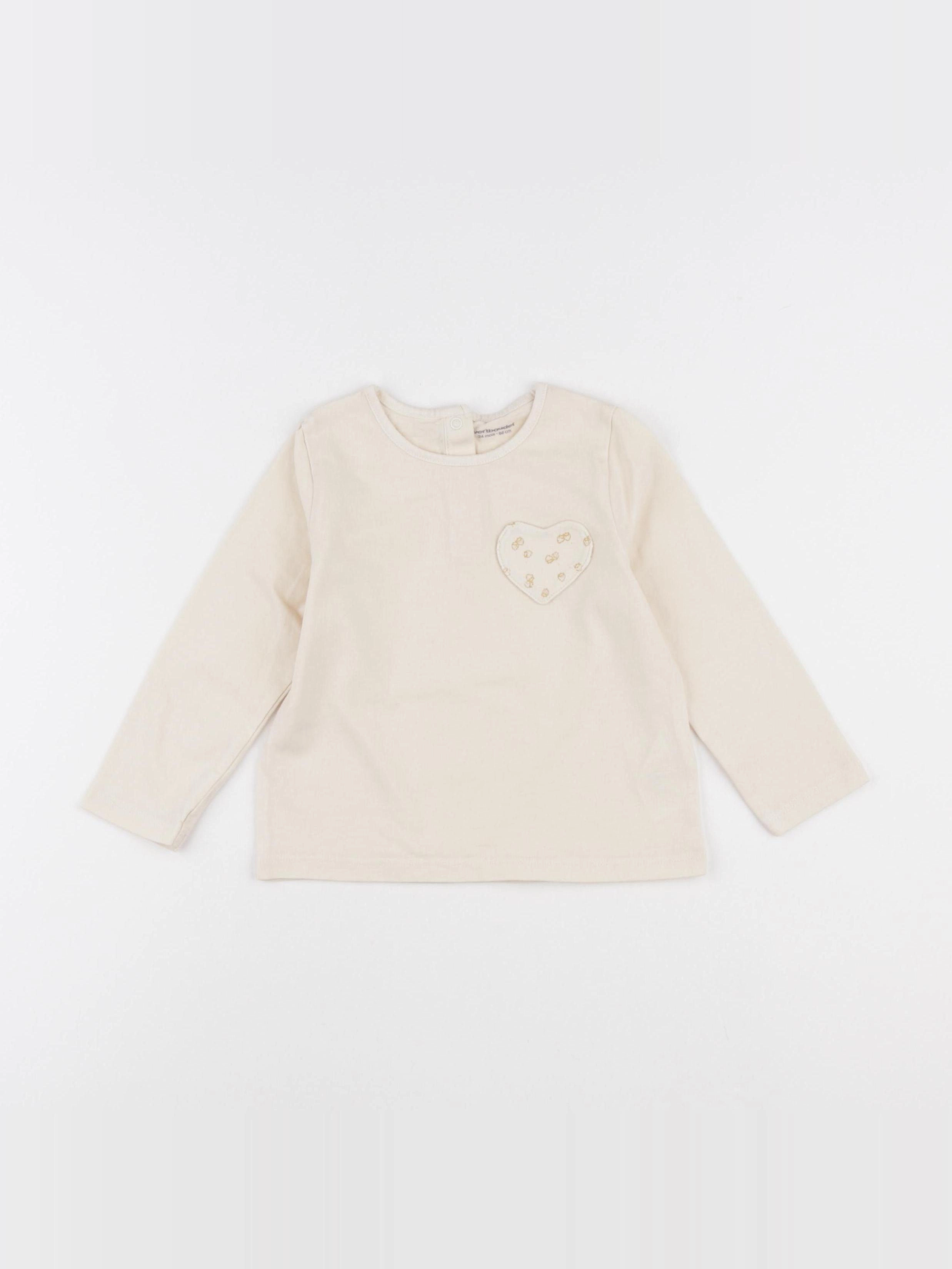 Vertbaudet - tee-shirt beige - 24 mois
