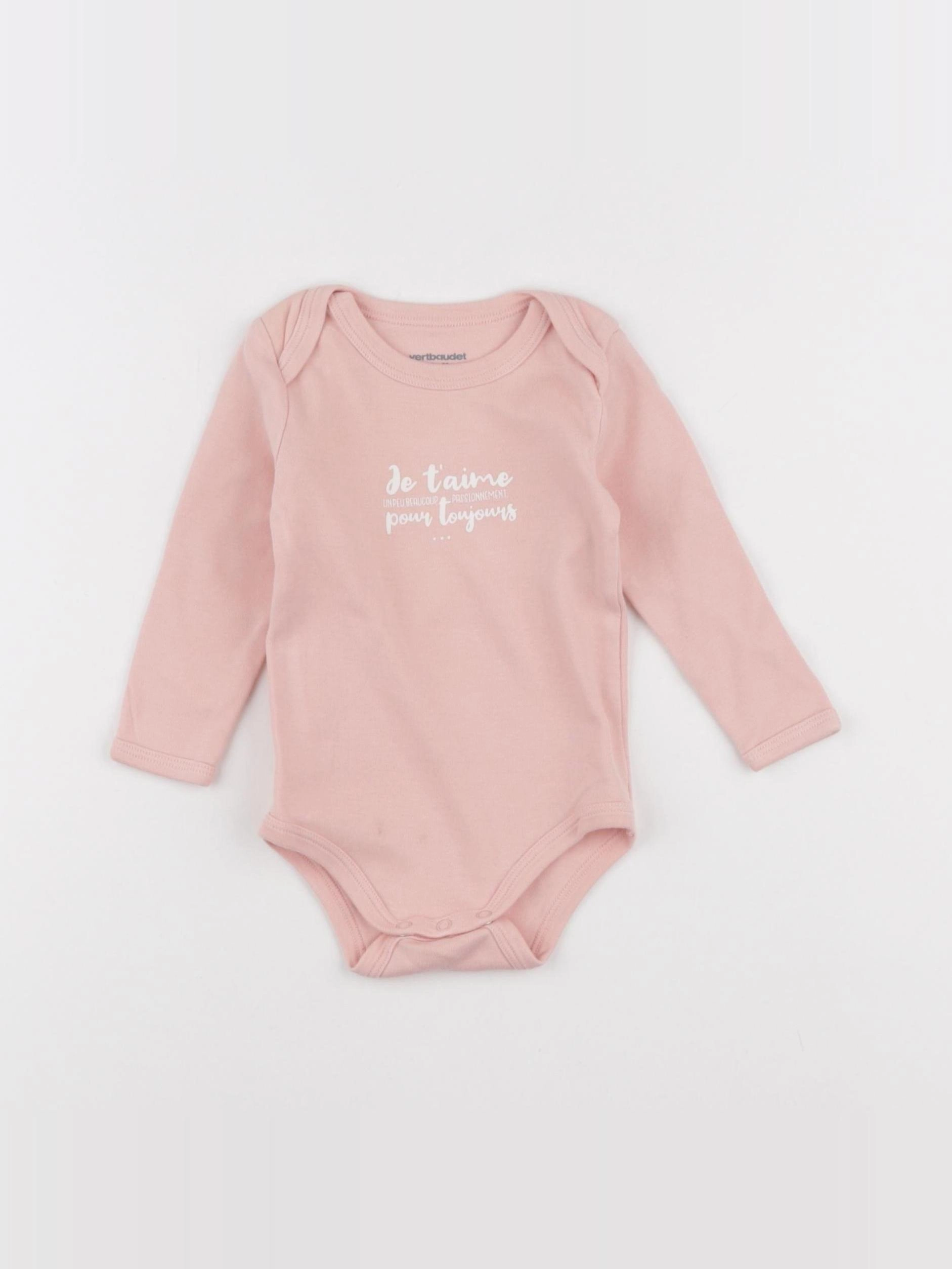 Vertbaudet - body rose - 9 mois