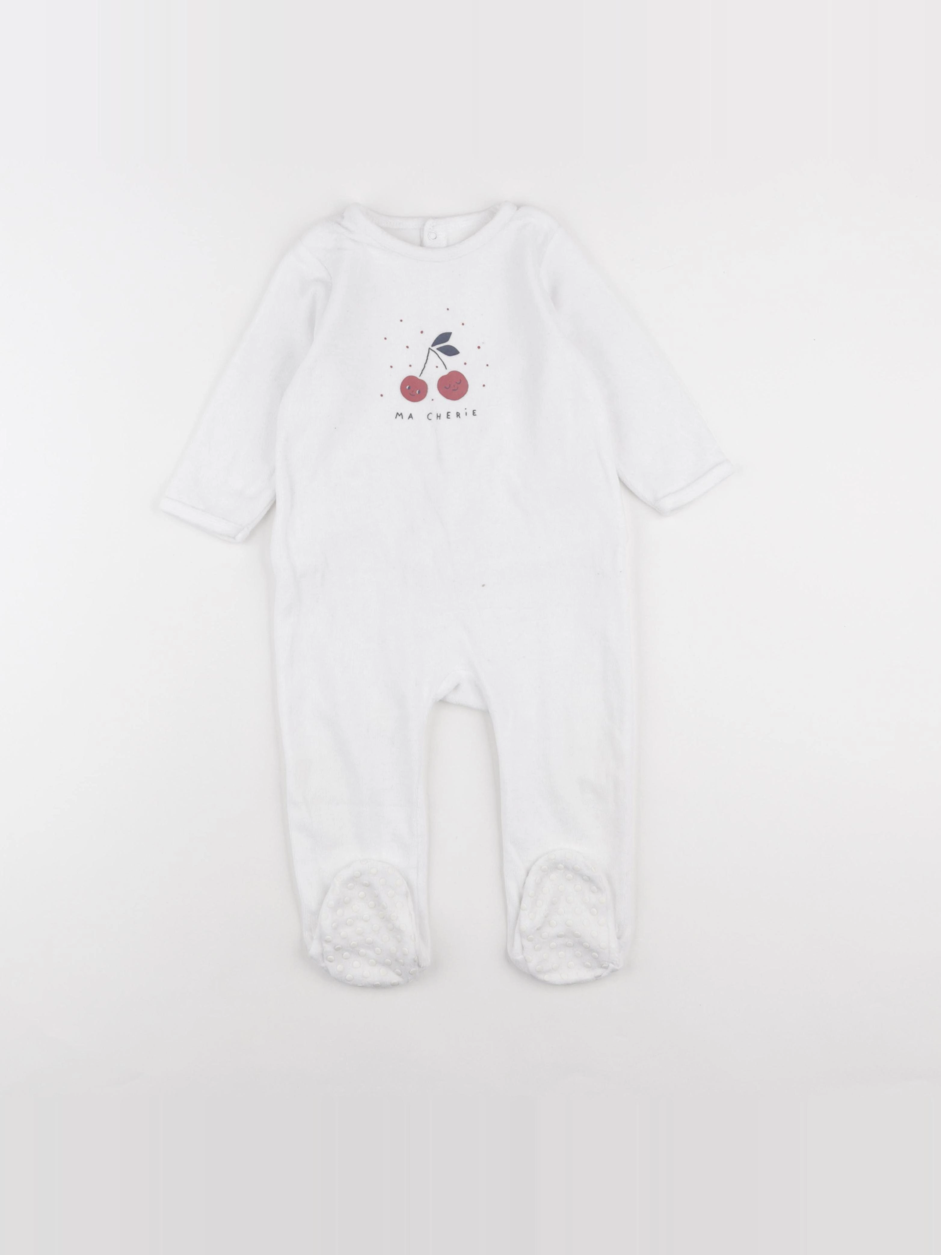 Vertbaudet - pyjama velours blanc - 18 mois