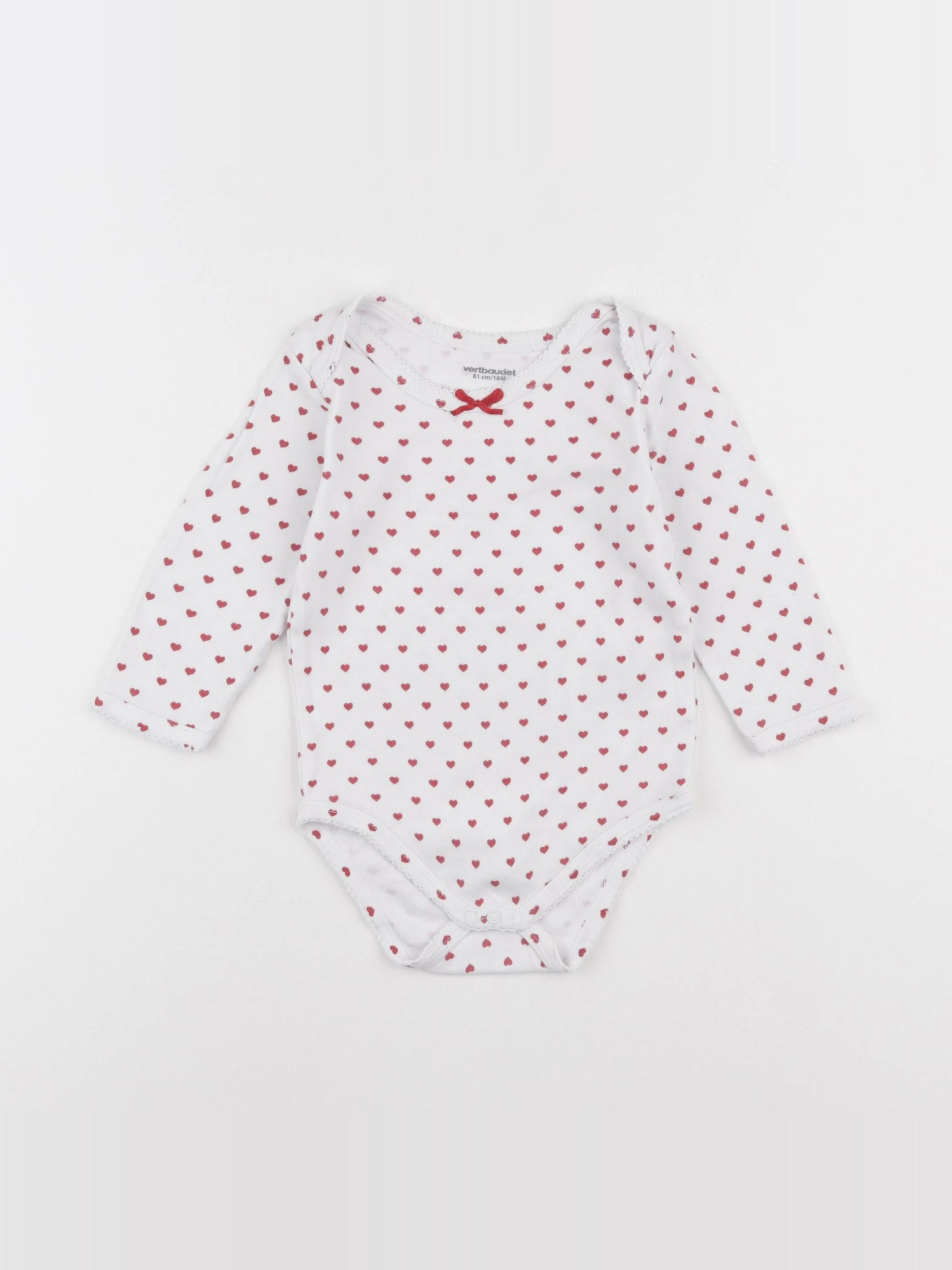 Vertbaudet - body blanc, rouge - 18 mois