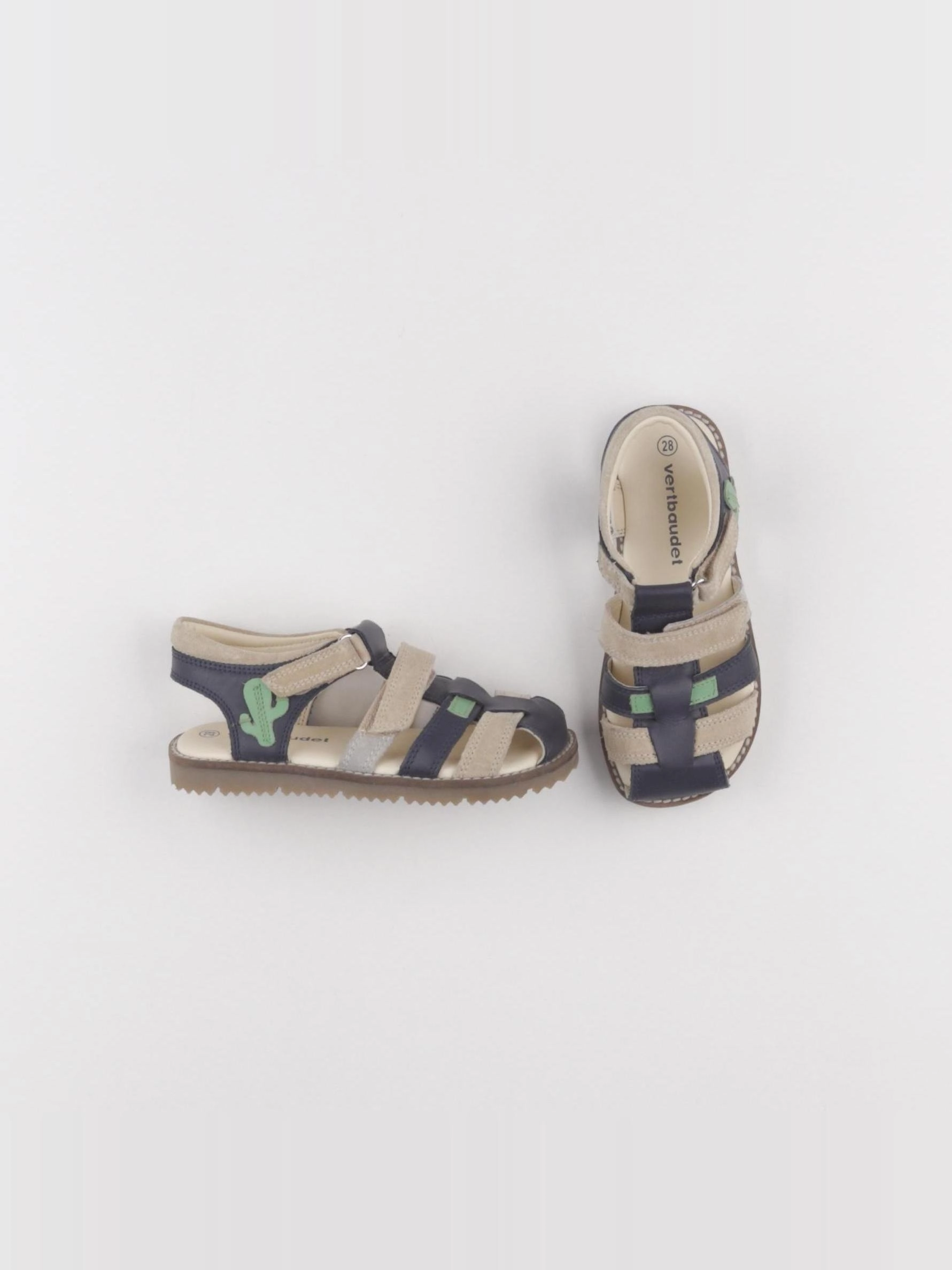 Vertbaudet - sandales beige, bleu - pointure 28