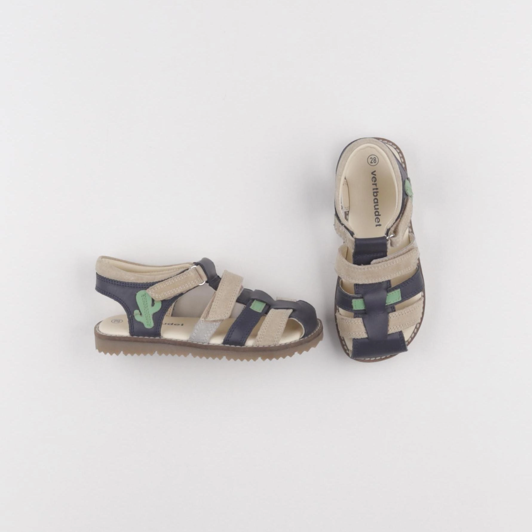 Vertbaudet - sandales beige, bleu - pointure 28